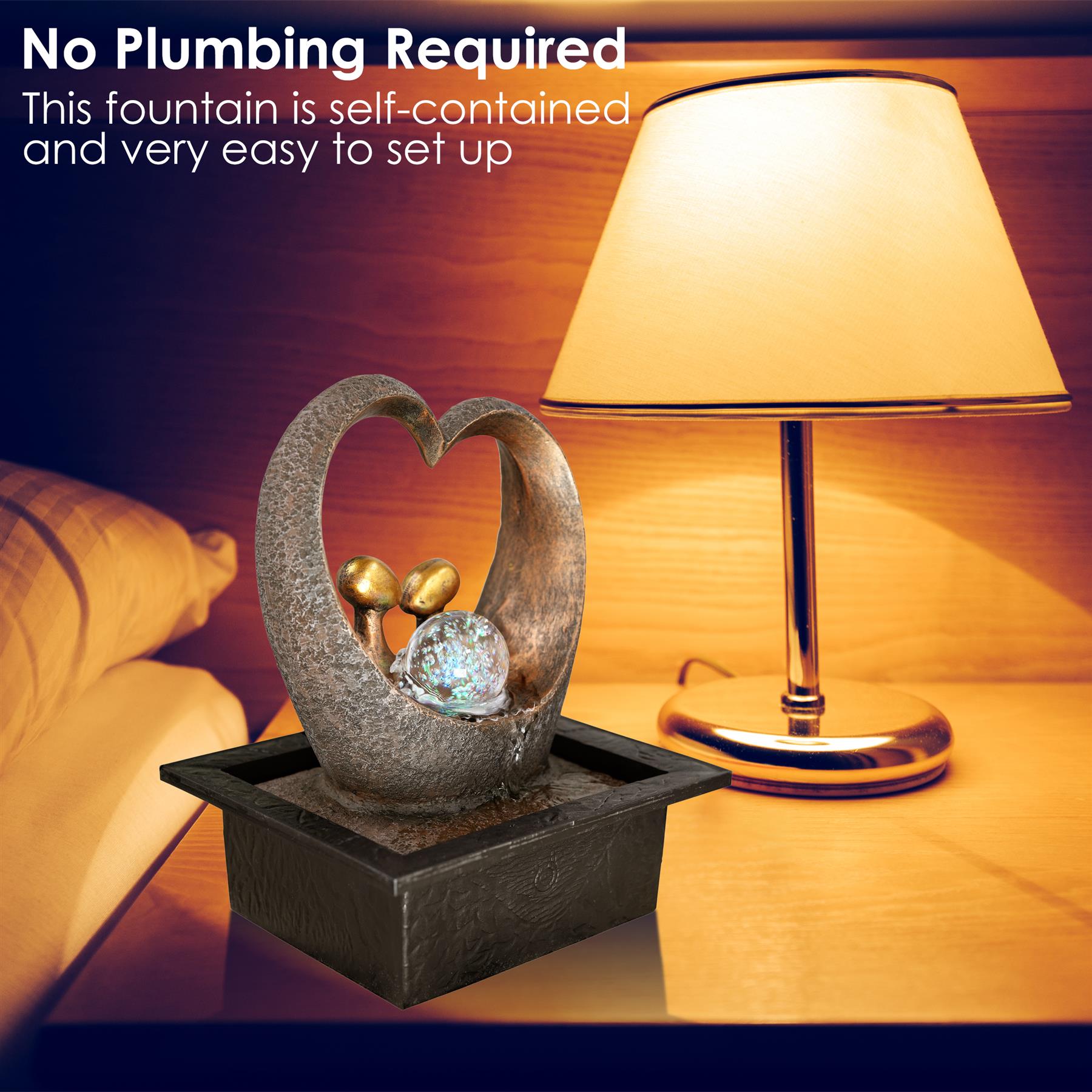 Self-contained heart fountain with blue water effect - The Magic Toy Shop