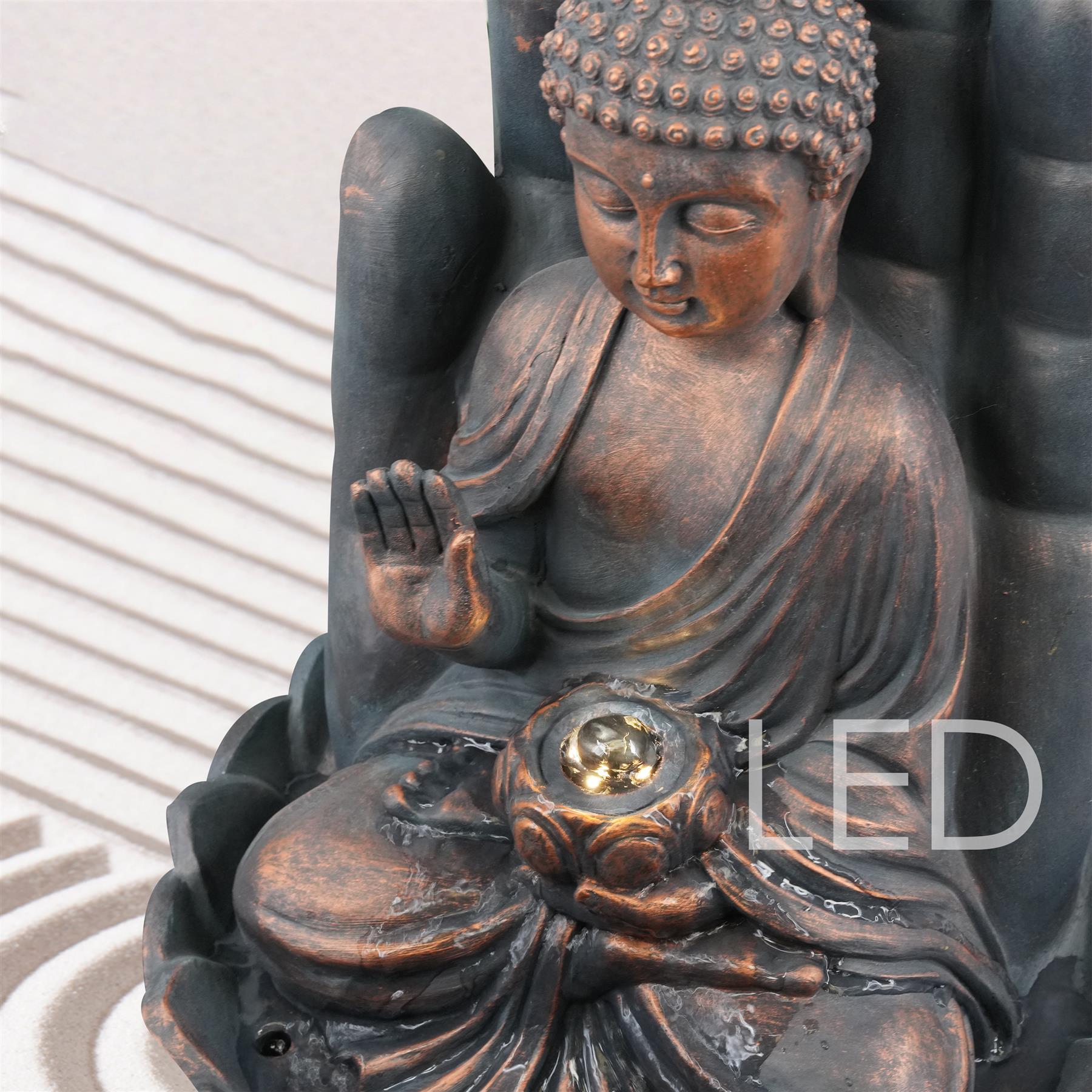 GEEZY Water Feature Indoor/Outdoor LED (Palm Buddha)