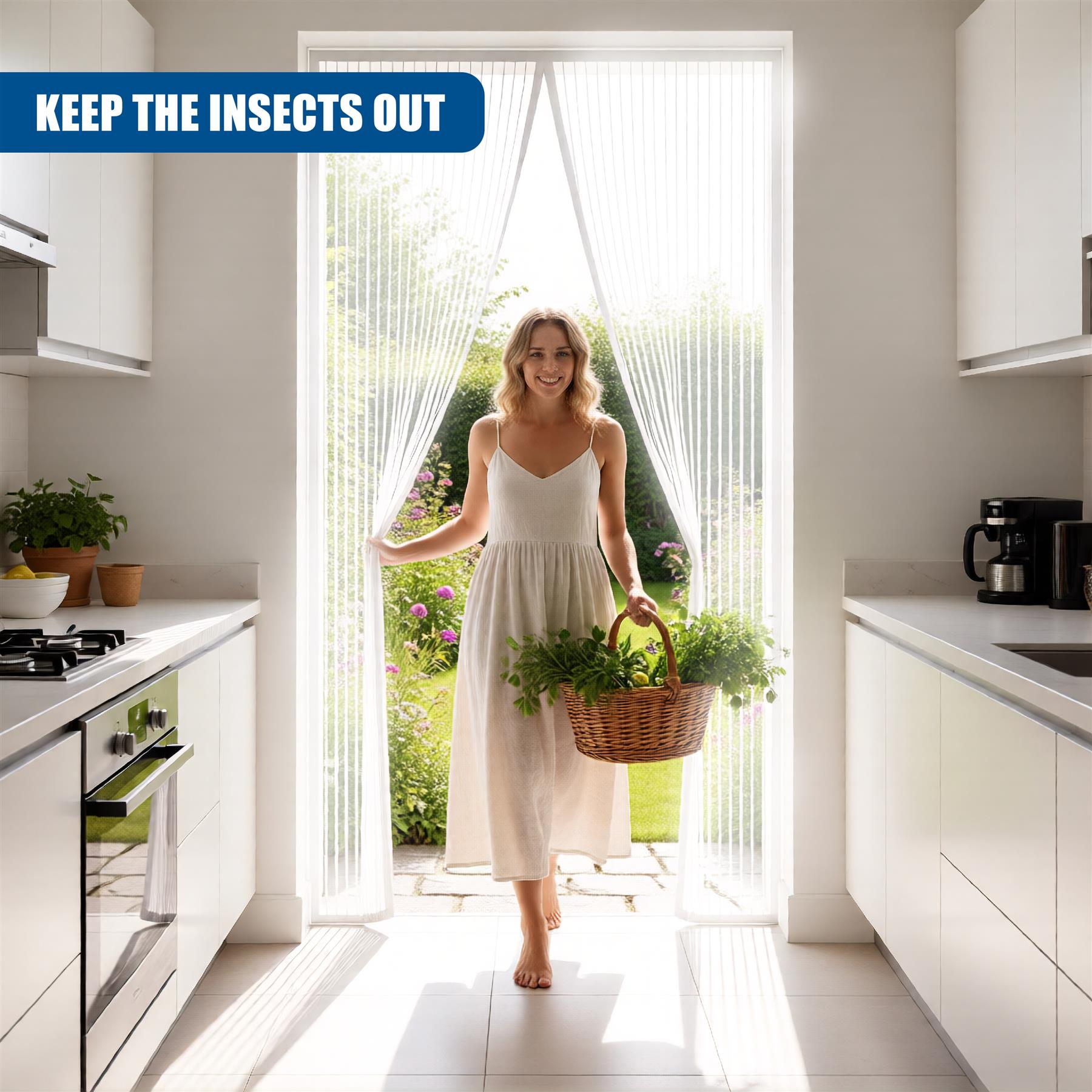 Magnetic Insect Door Screen White