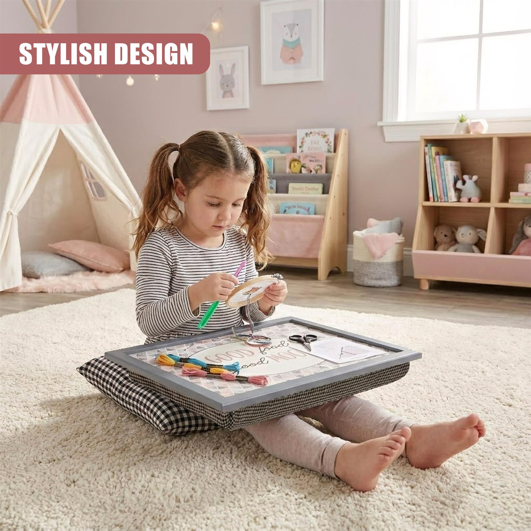 Lap Tray with Bean Bag Cushion Good Food Good Mood Design