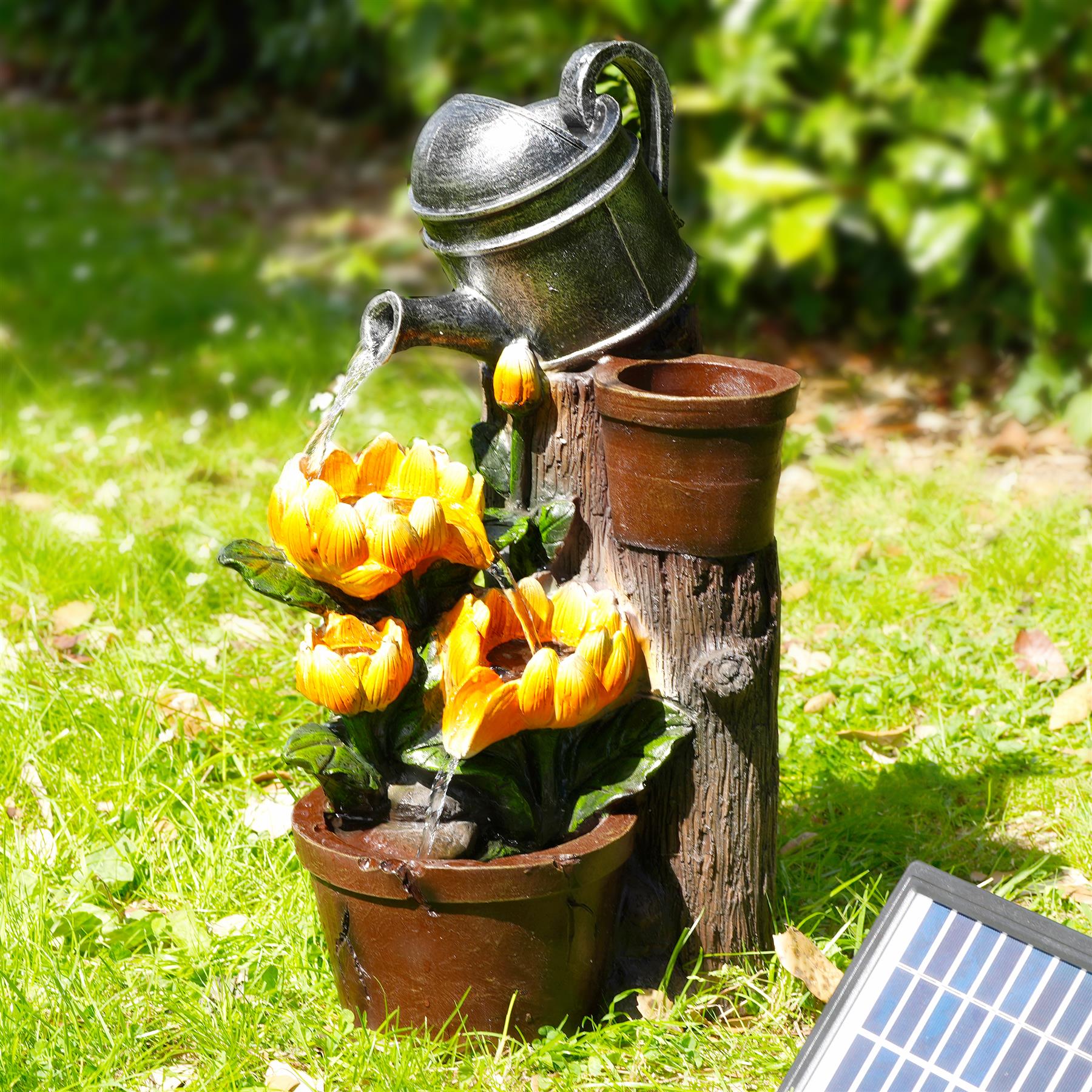 solar water fountain with artificial flowers - The Magic Toy Shop