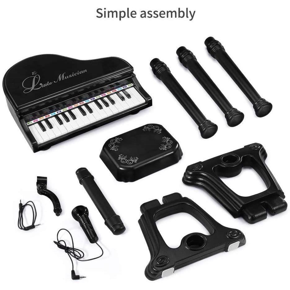 Black Electronic Piano With Microphone and Stool by The Magic Toy Shop - The Magic Toy Shop