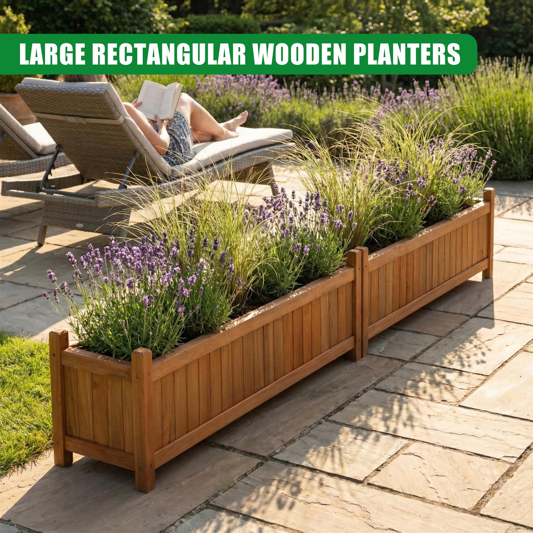 Wooden Large Rectangular Planters 2 Pack by GEEZY | The Magic Toy Shop