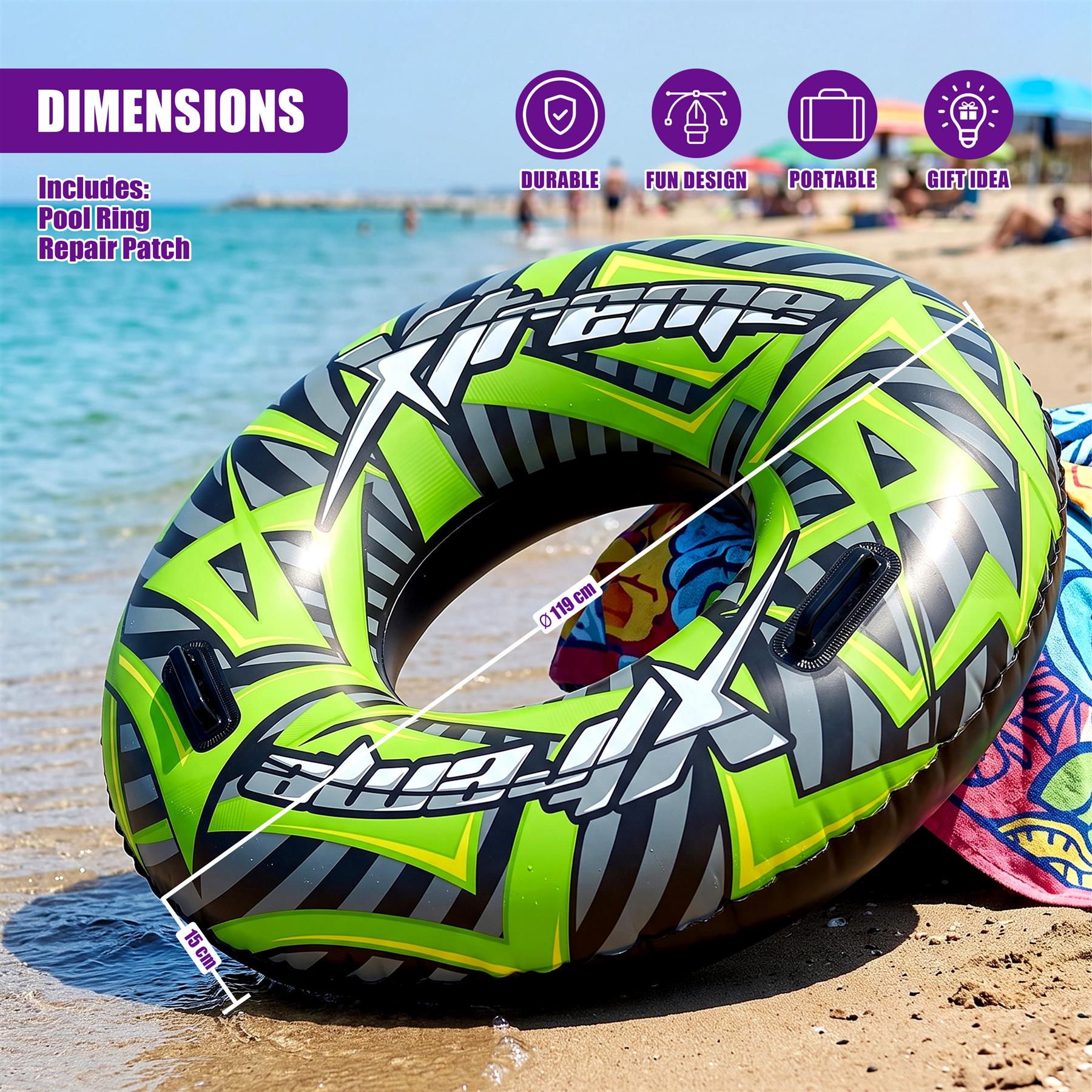 Inflatable Pool Ring 47" - Green