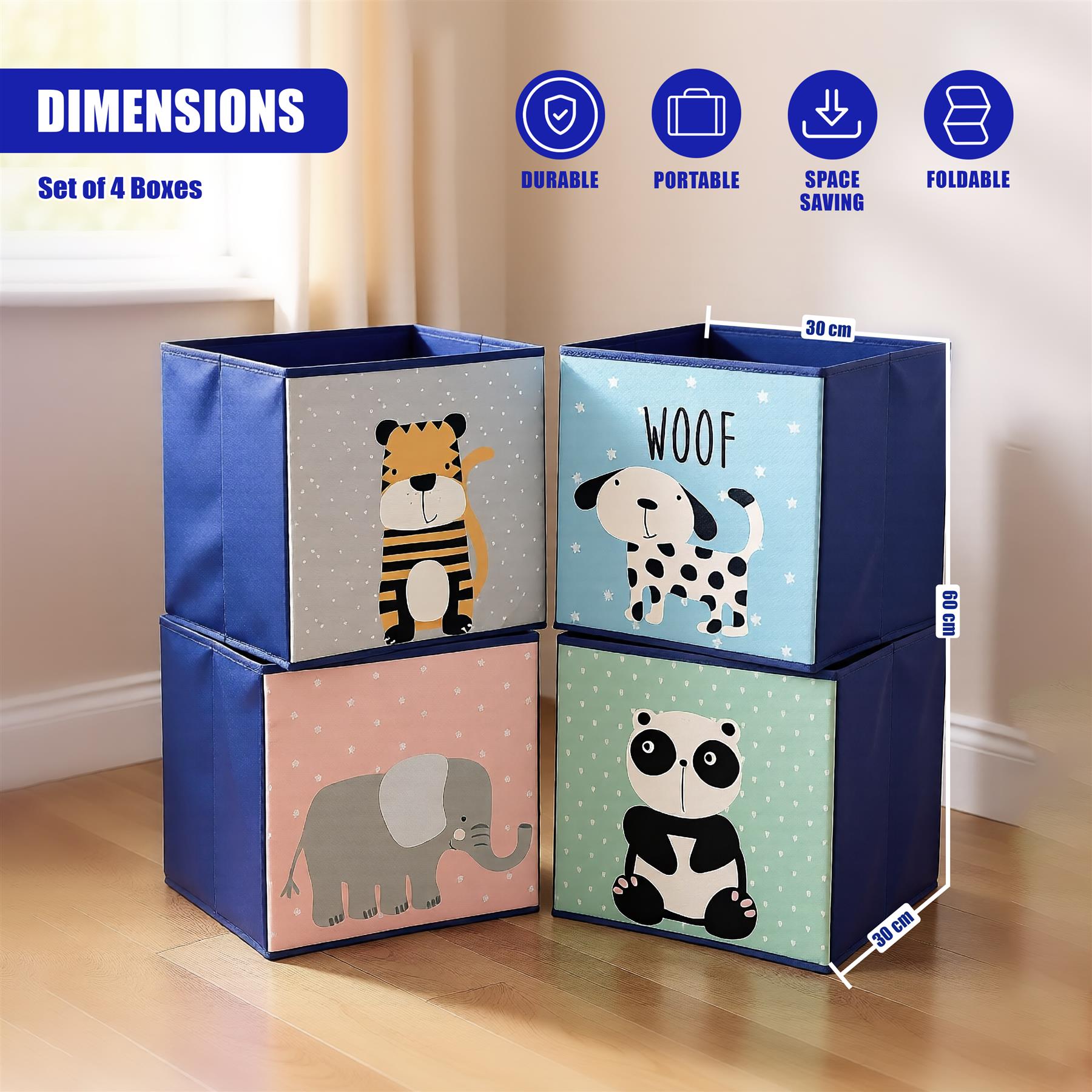 Set of 4 Kids Storage Cubes