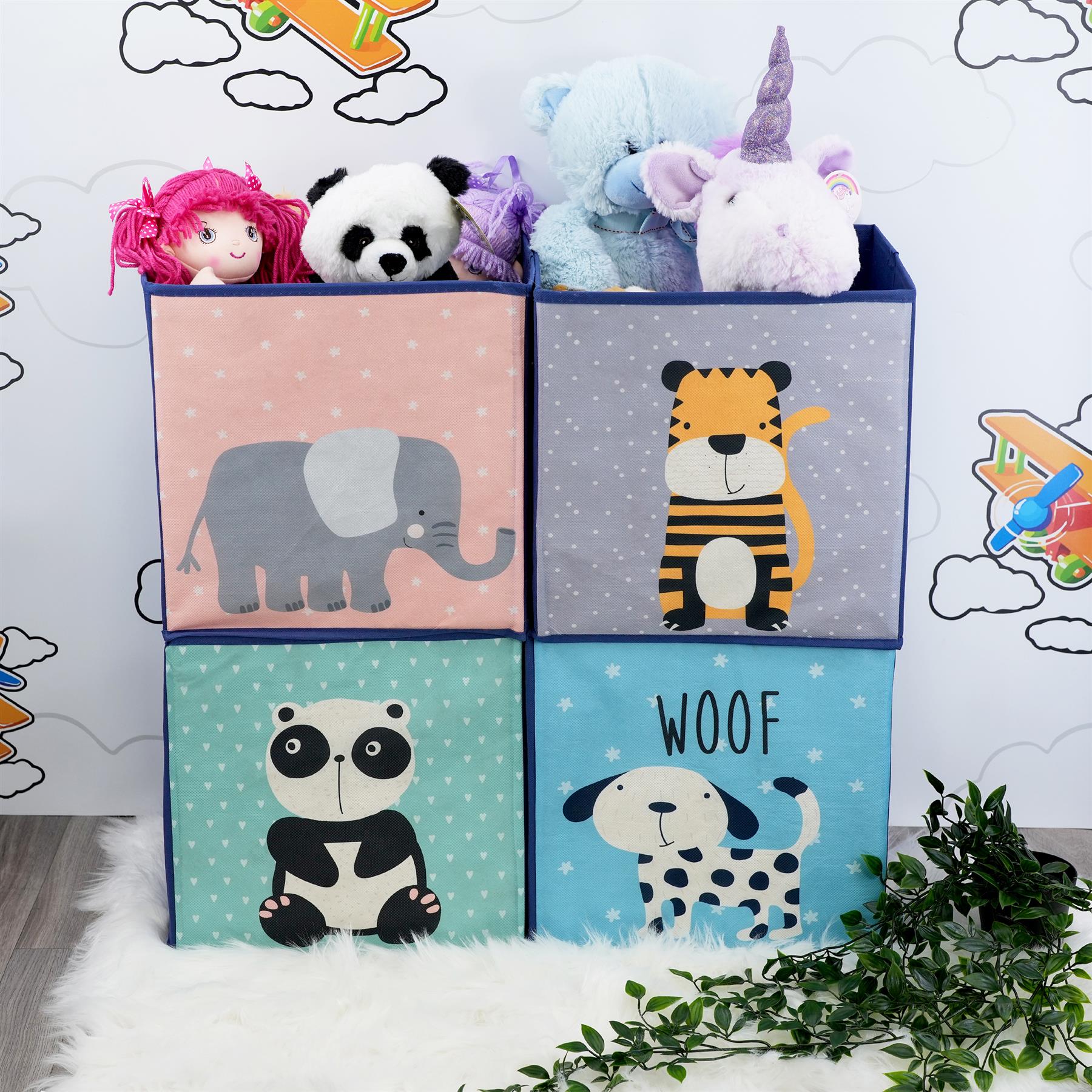 The Magic Toy Shop Set of 4 Animal Design Storage Boxes