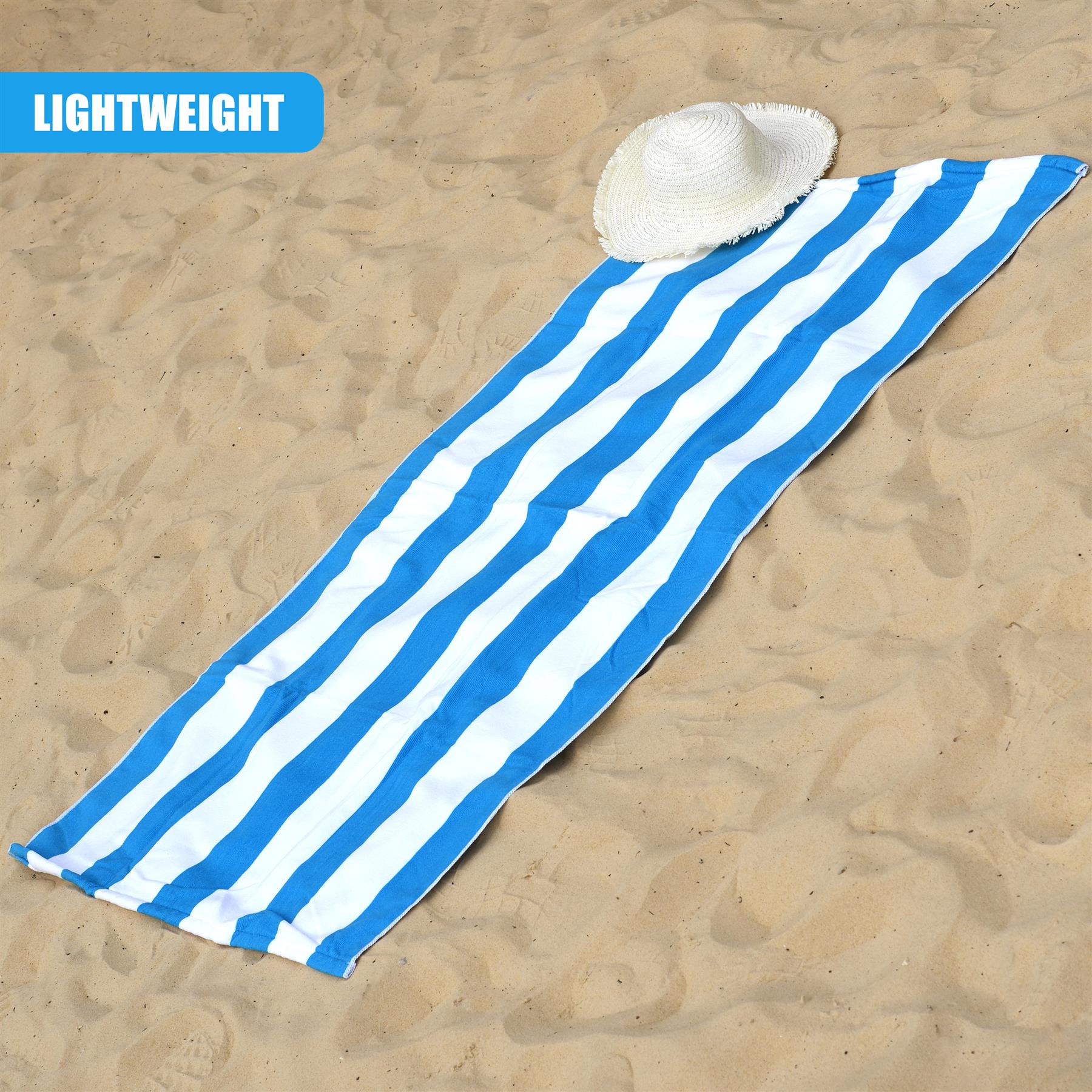 Beach Bath Towel Large Microfibre Blue Striped