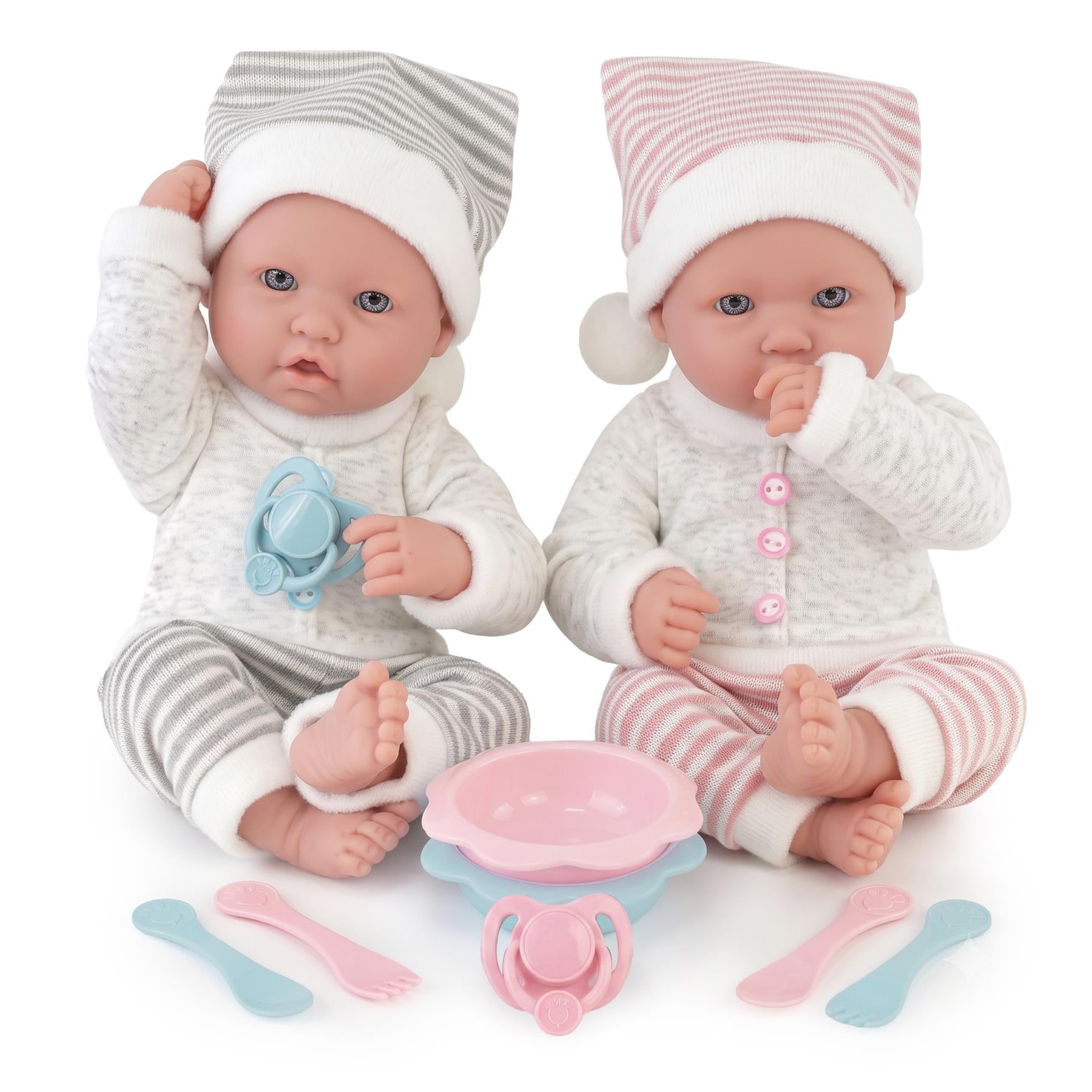 Twin Baby Dolls Dummy and Feeding Set