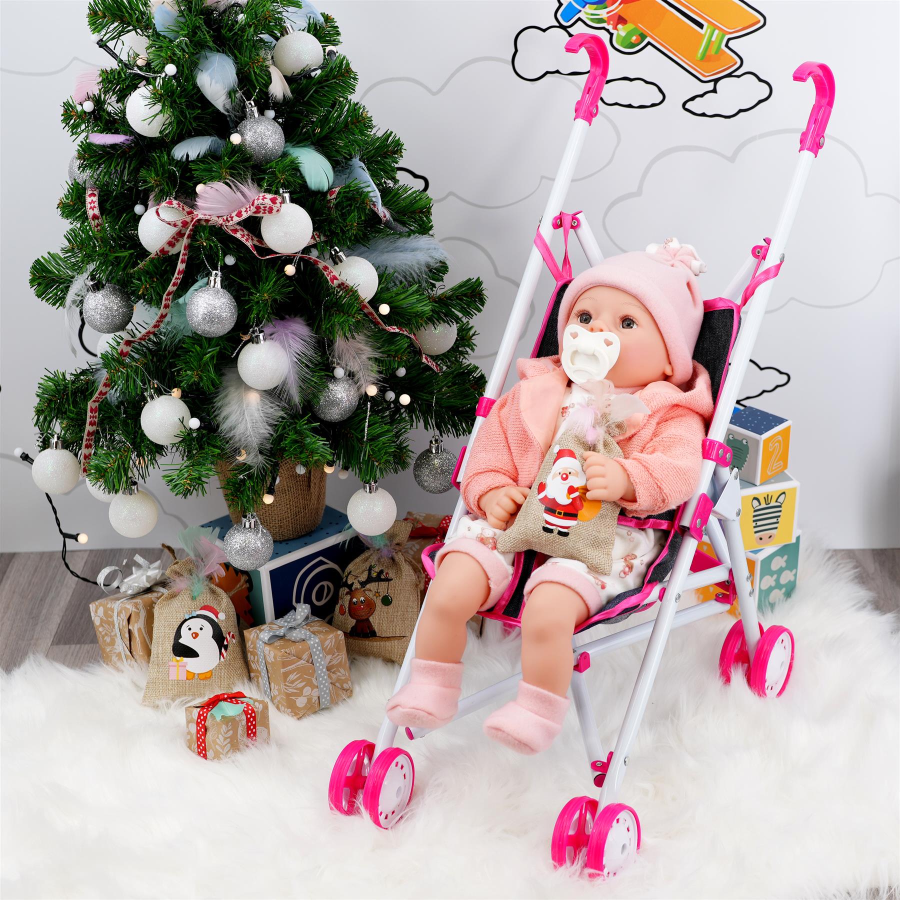 Pink Baby Doll Foldable Stroller