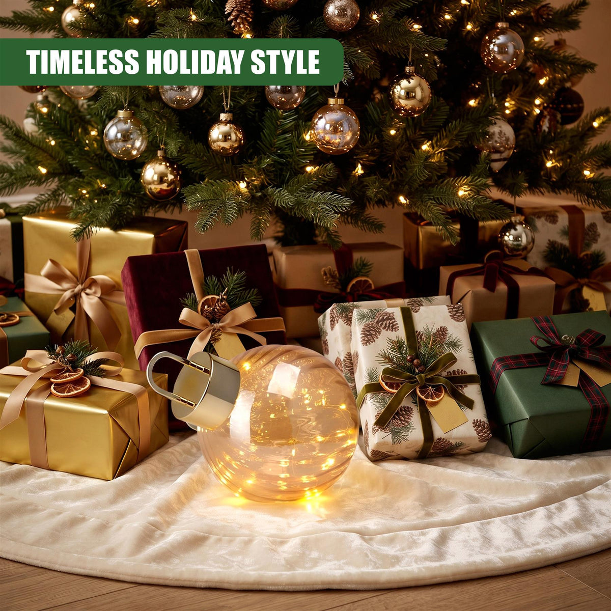 Light Up Glass Bauble, 20cm