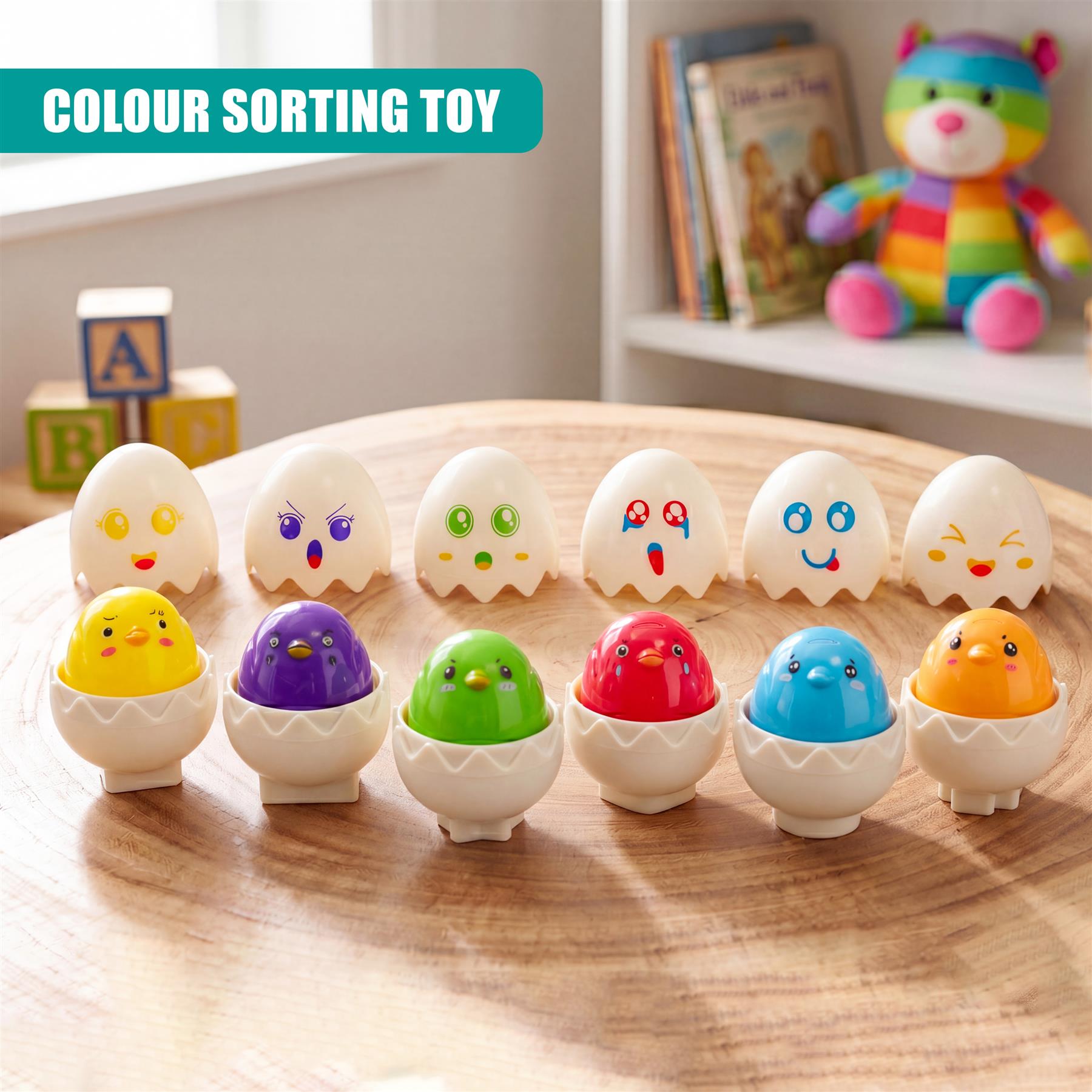 Hide n Squeak Matching Eggs Color & Shape Sorter - Multi Coloured