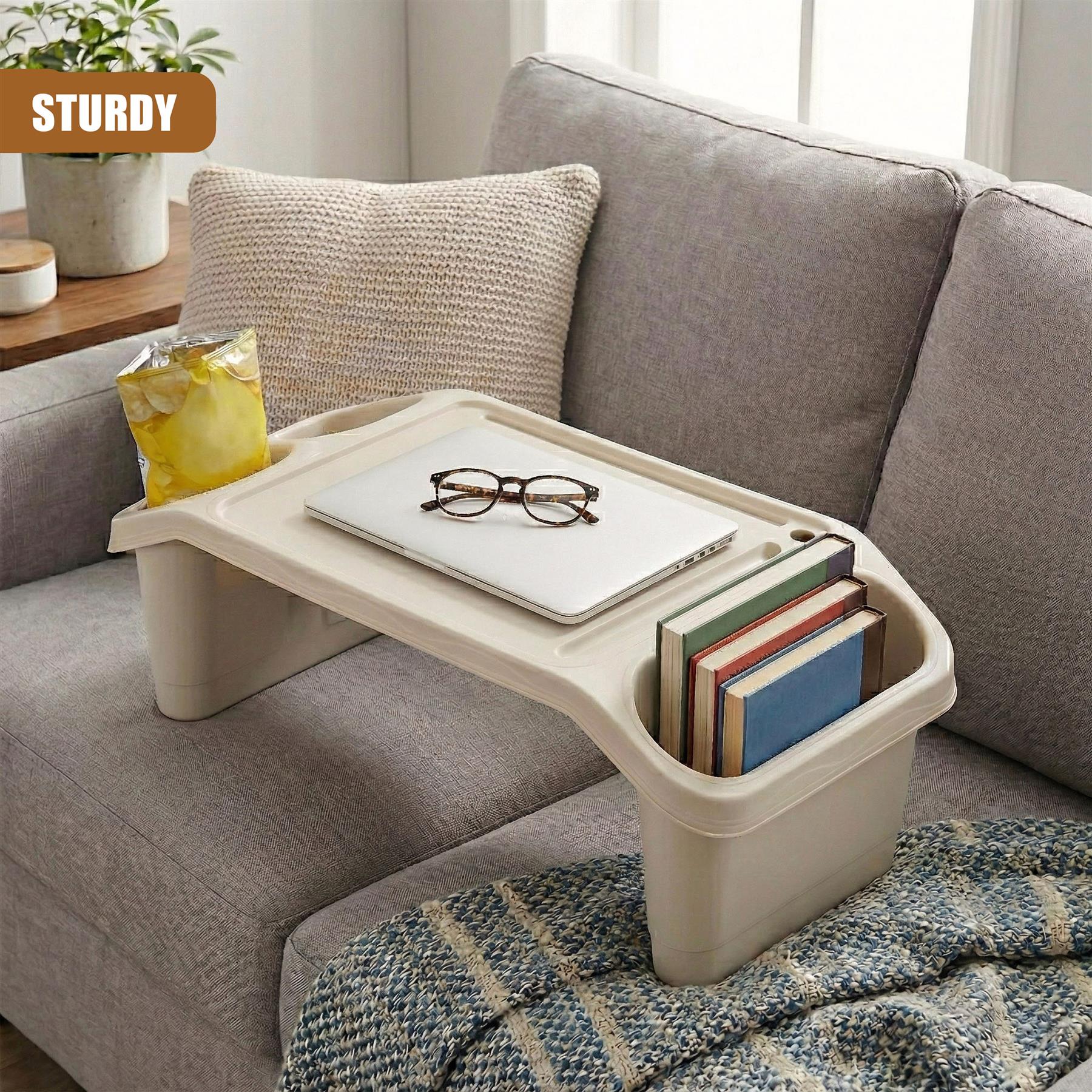 A compact, sturdy, and versatile lap desk with a built-in tray and storage, designed for comfortable working or reading on a couch or bed. - The Magic Toy Shop