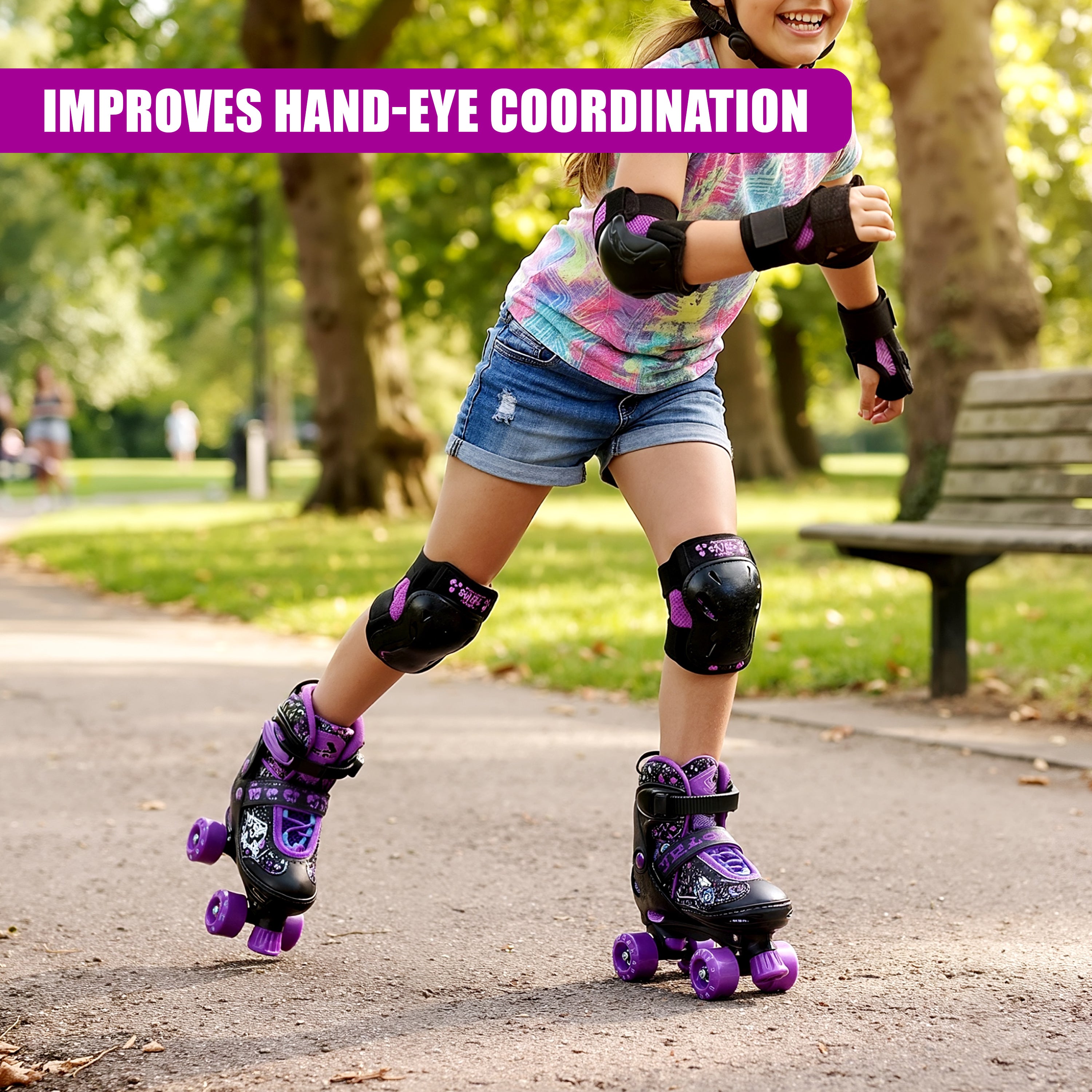 Black & Purple Kids Adjustable Roller Skates