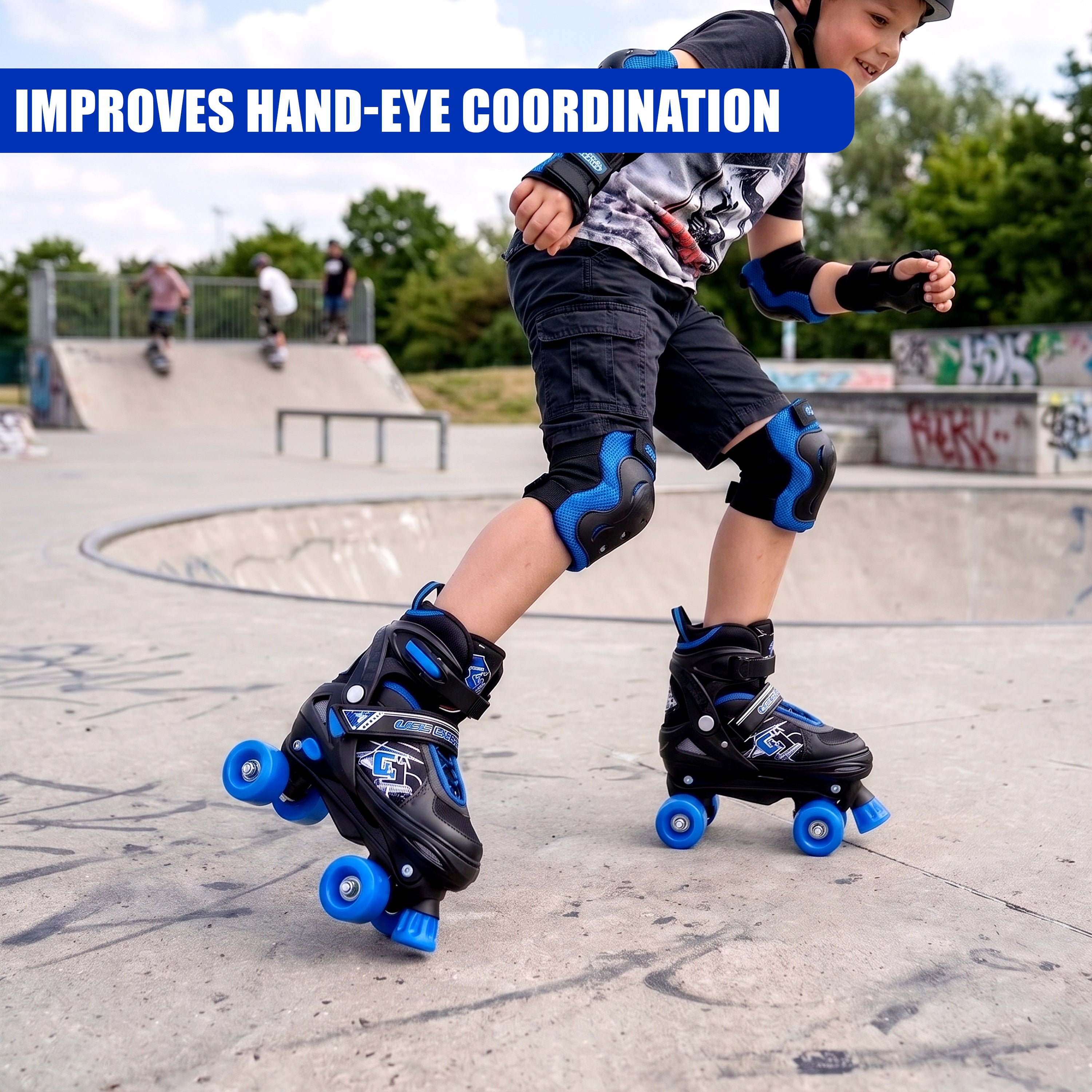 Blue & Black Kids Adjustable Roller Skates