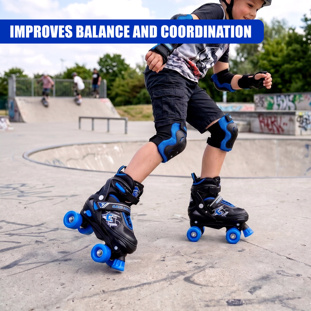 Blue & Black Kids Adjustable Roller Skates