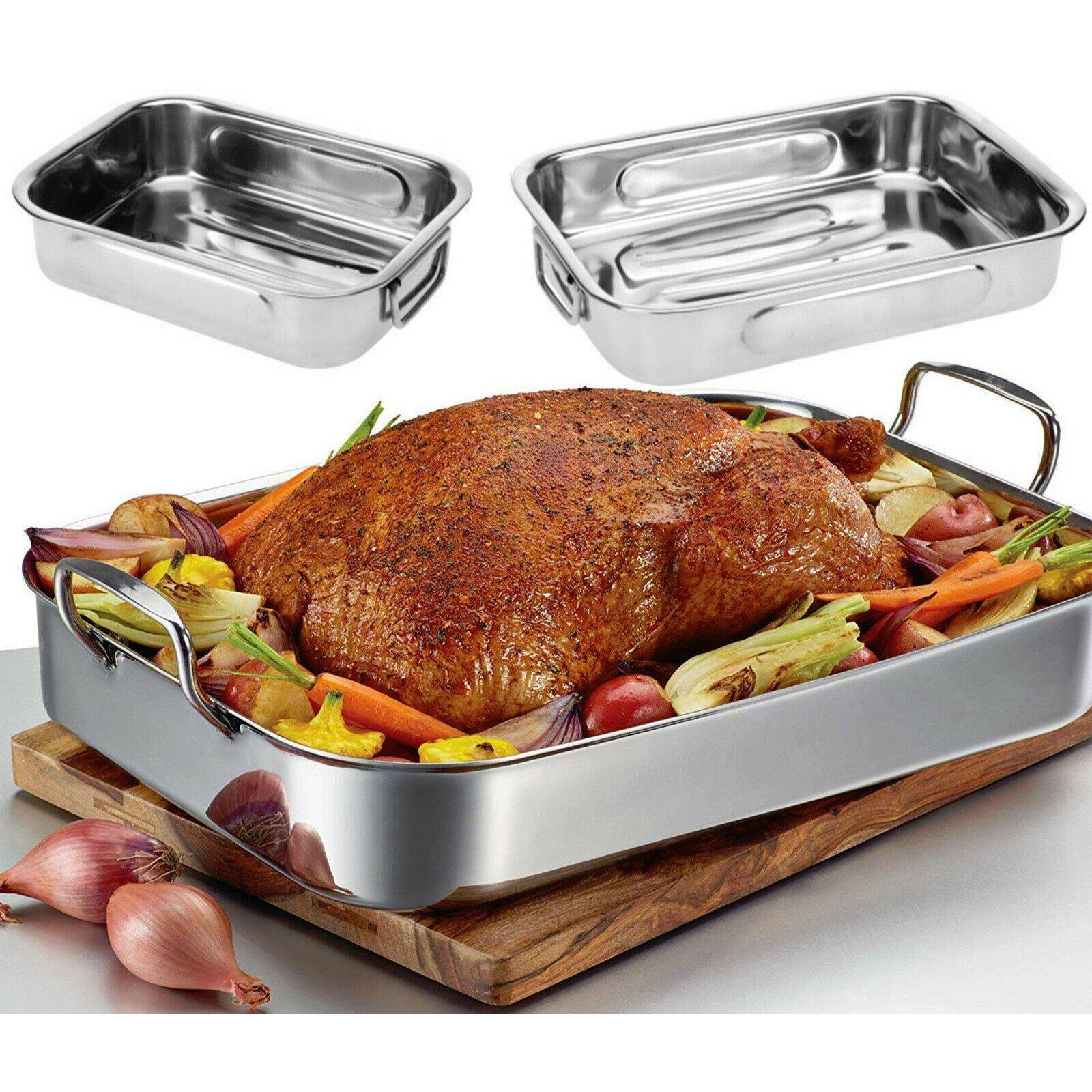 Set Of 3 Stainless Steel Roasting Trays