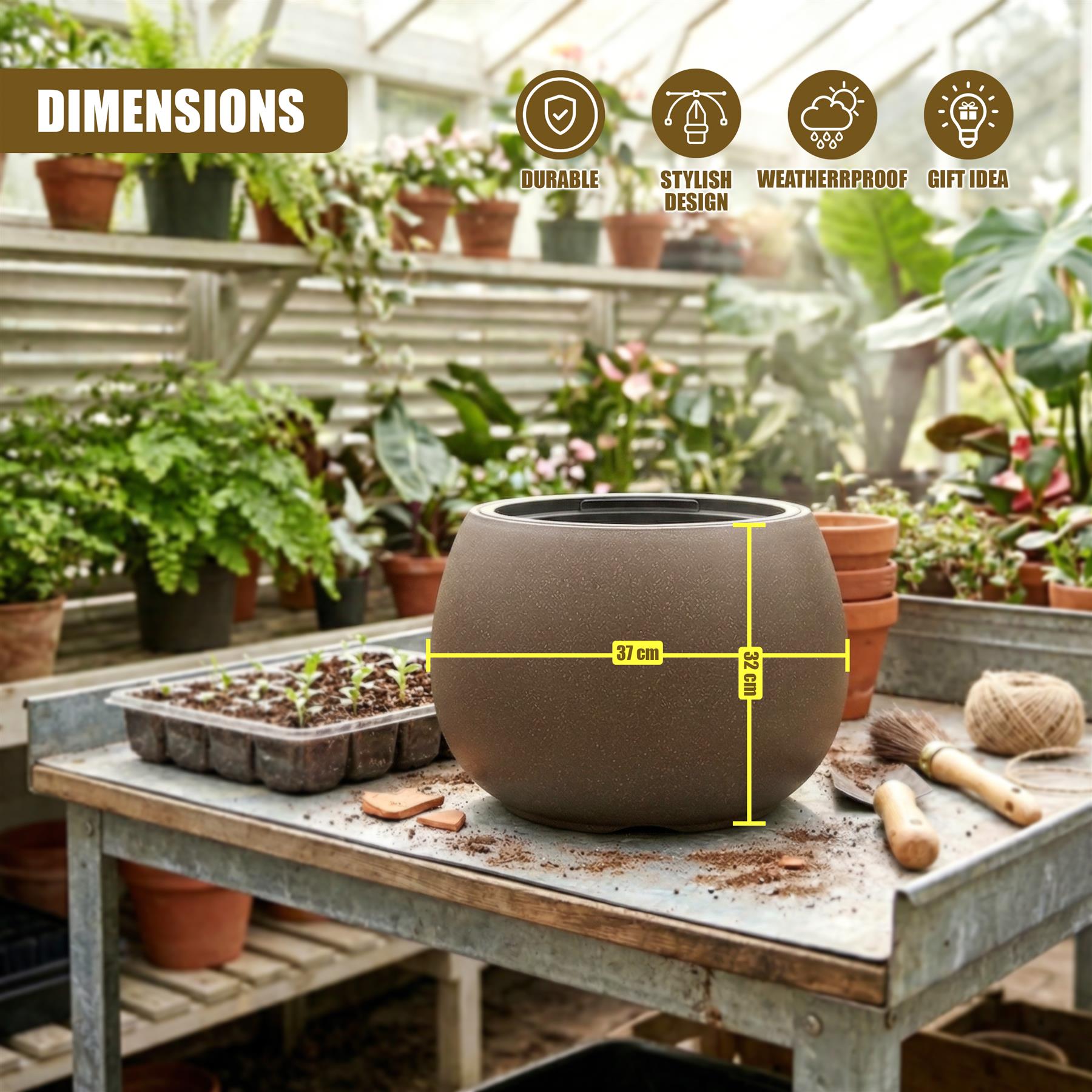 Round Flower Pot, 37 cm