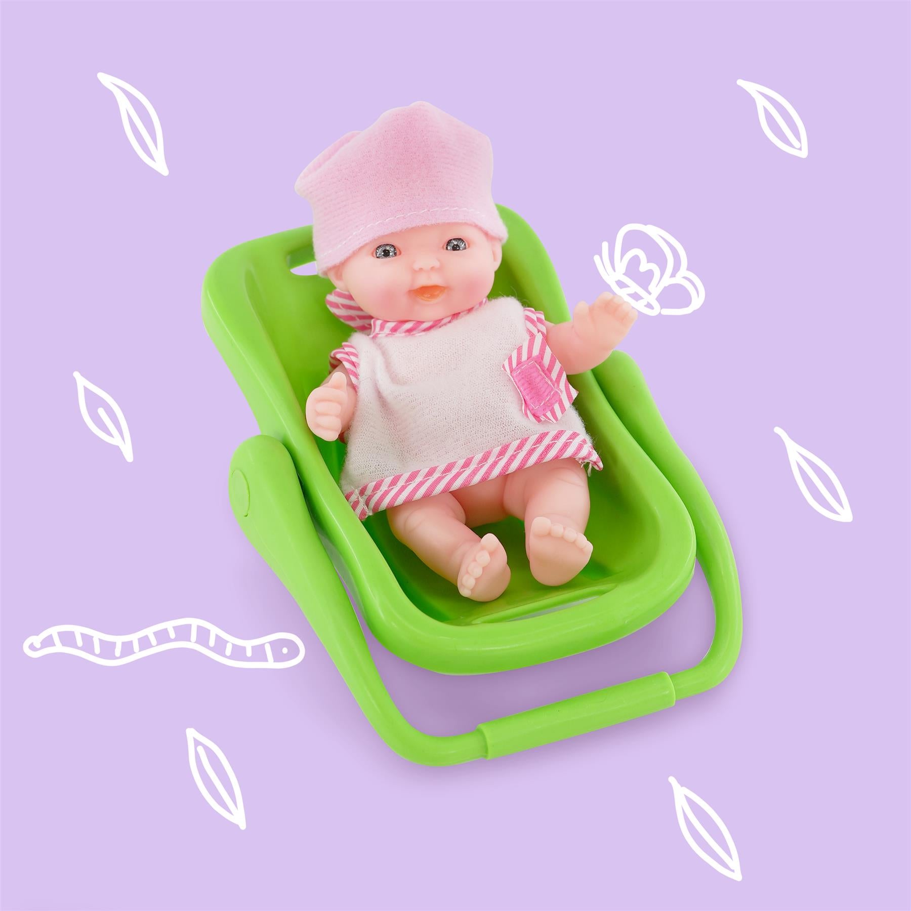 Mini Baby Doll Set, Small Baby Doll Playset with Mini Doll Accessories & 5  inch Doll Furniture, Mini Dolls for Girls, Small Dolls for Girls, Mini Baby