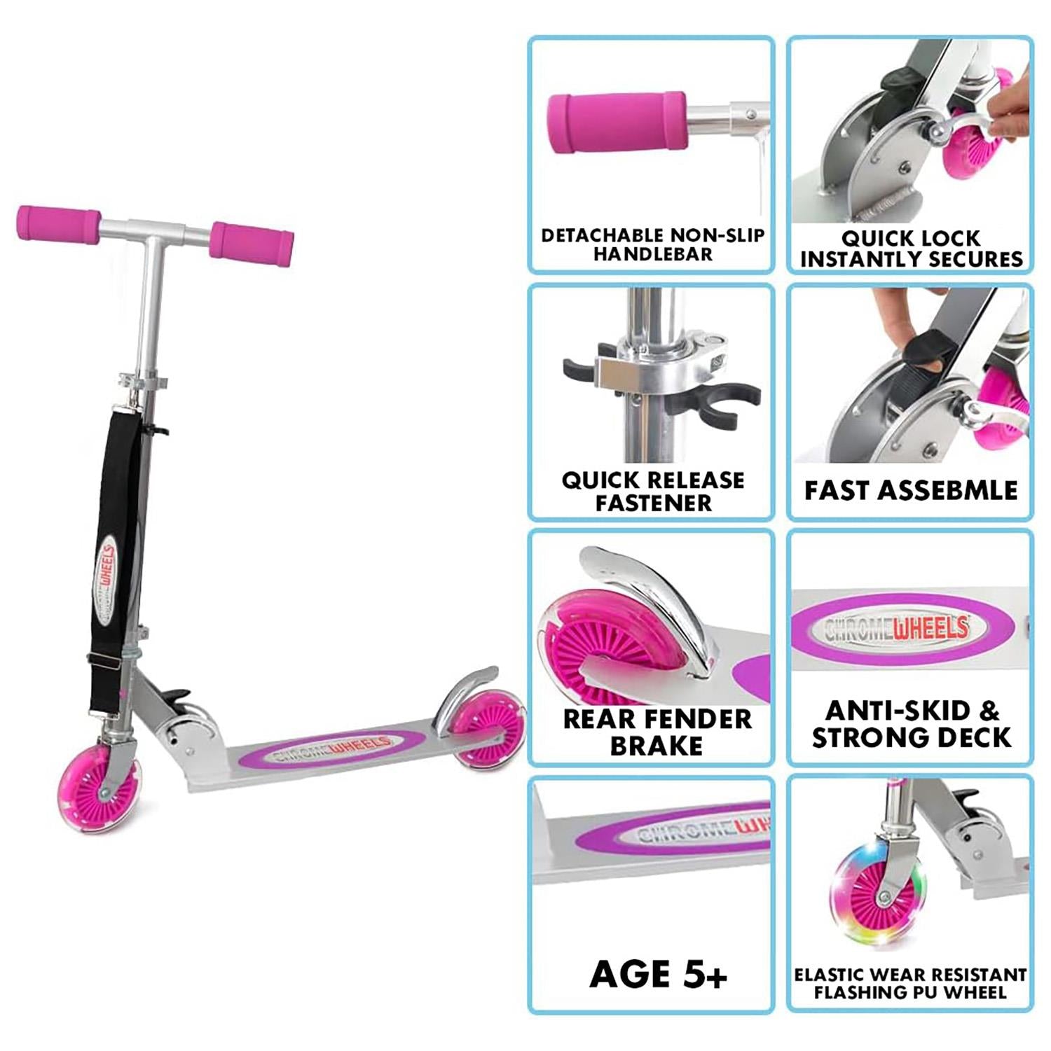 Foldable Kids Scooter Pink by The Magic Toy Shop - The Magic Toy Shop