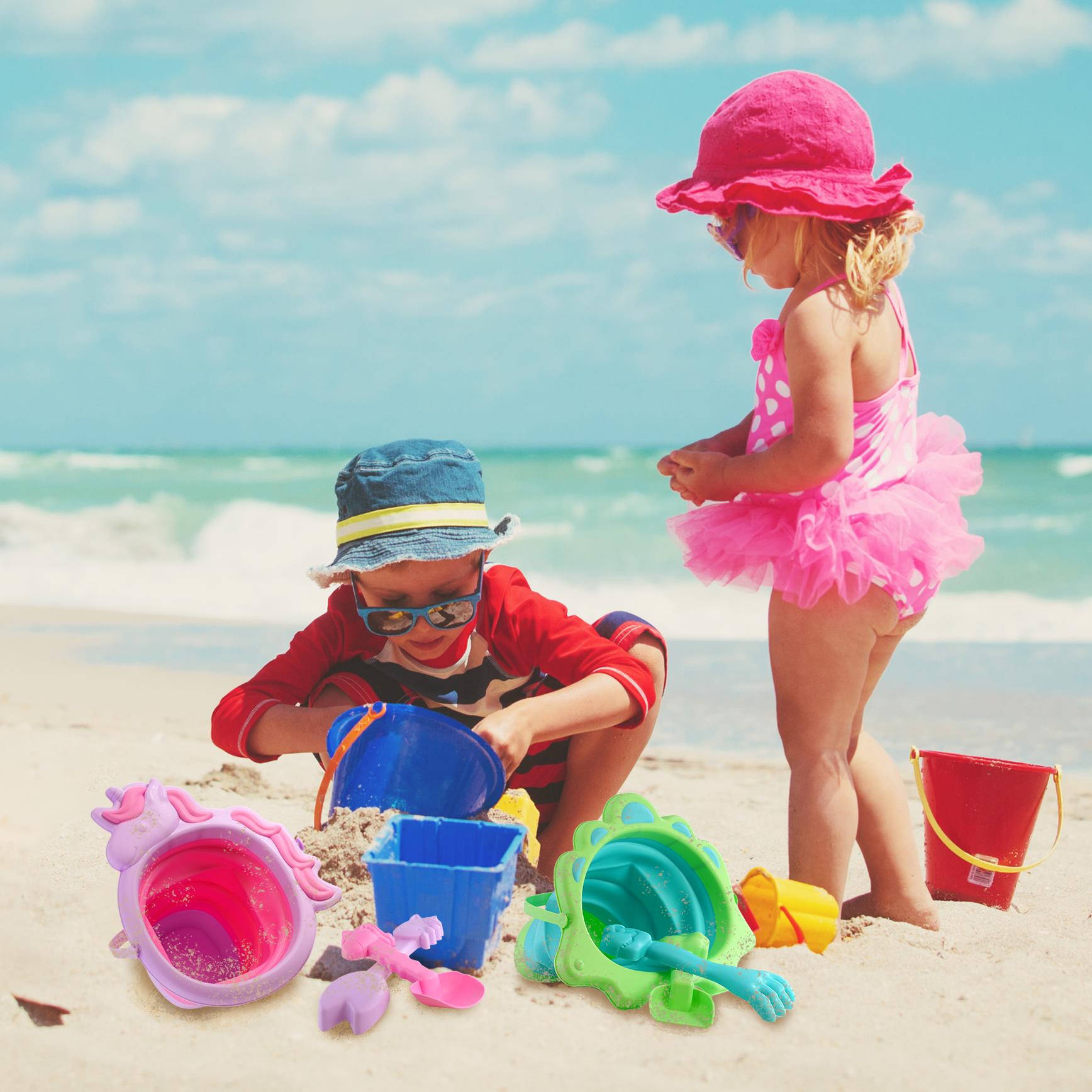Collapsible Beach Bucket & Spade Sets