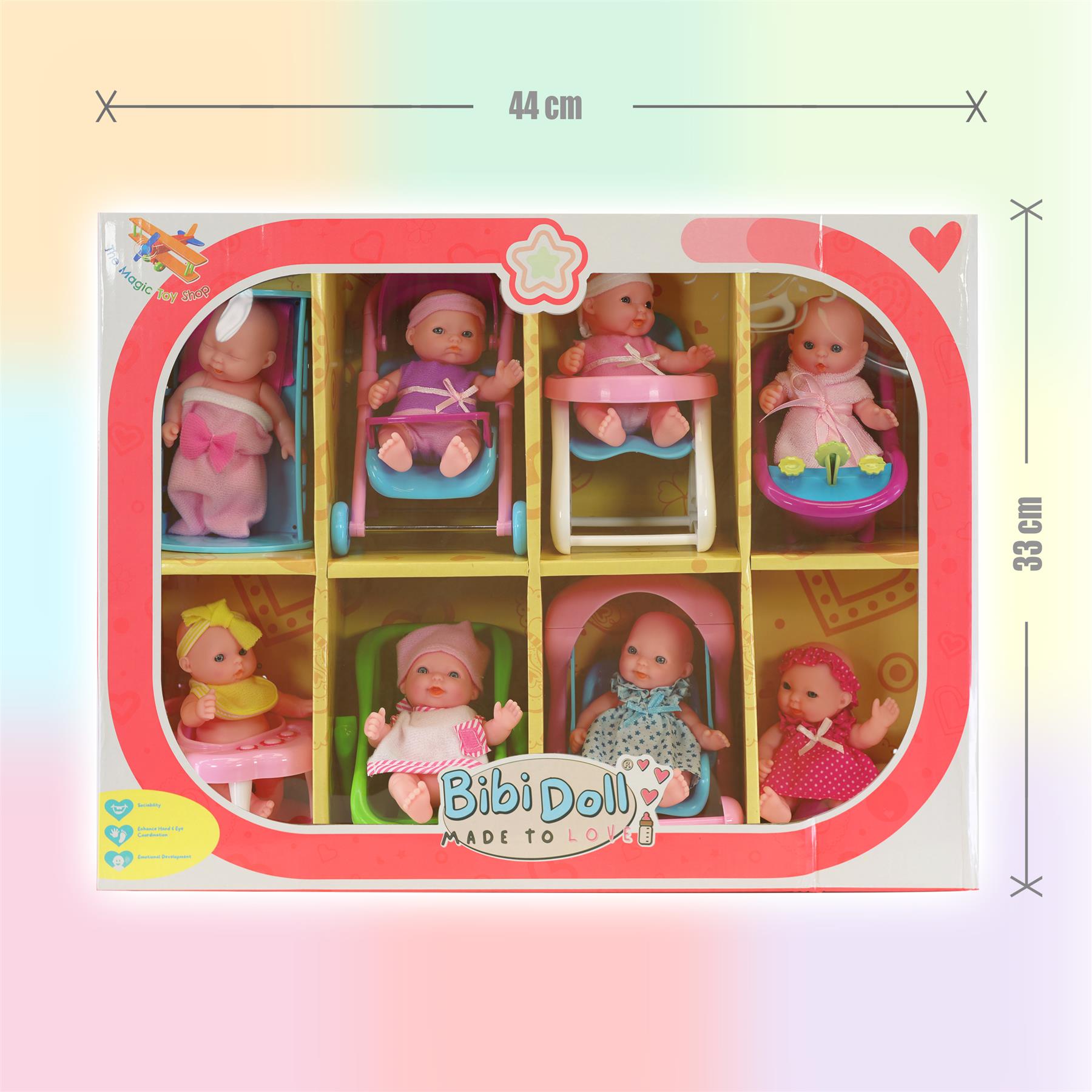 Set of 8 Baby Dolls with Costumes and Accessories by BiBi Doll - The Magic Toy Shop