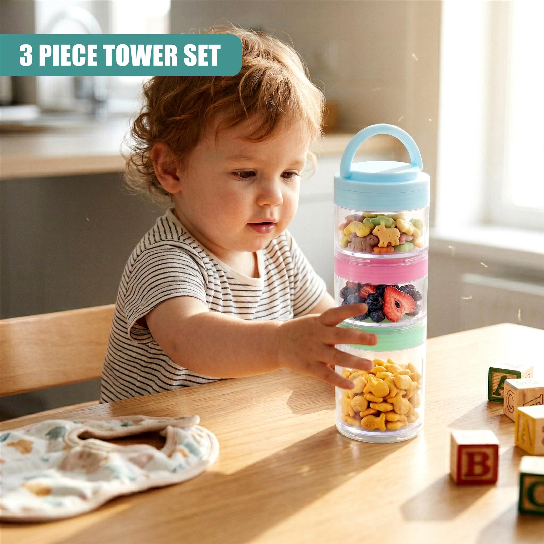3 Piece Stackable Snack Pots