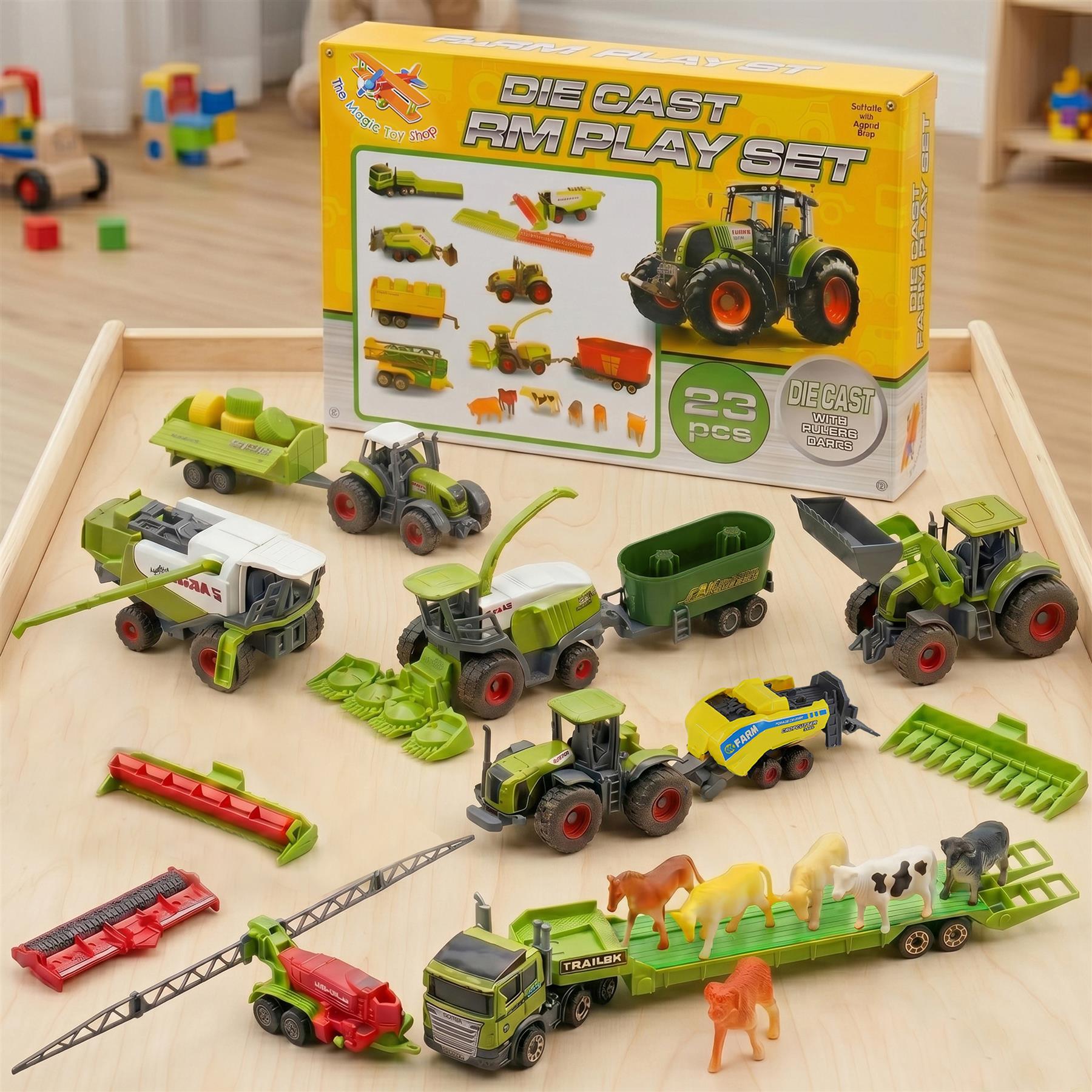 23 Piece Die Cast Farm Tractor & Animals Play Set