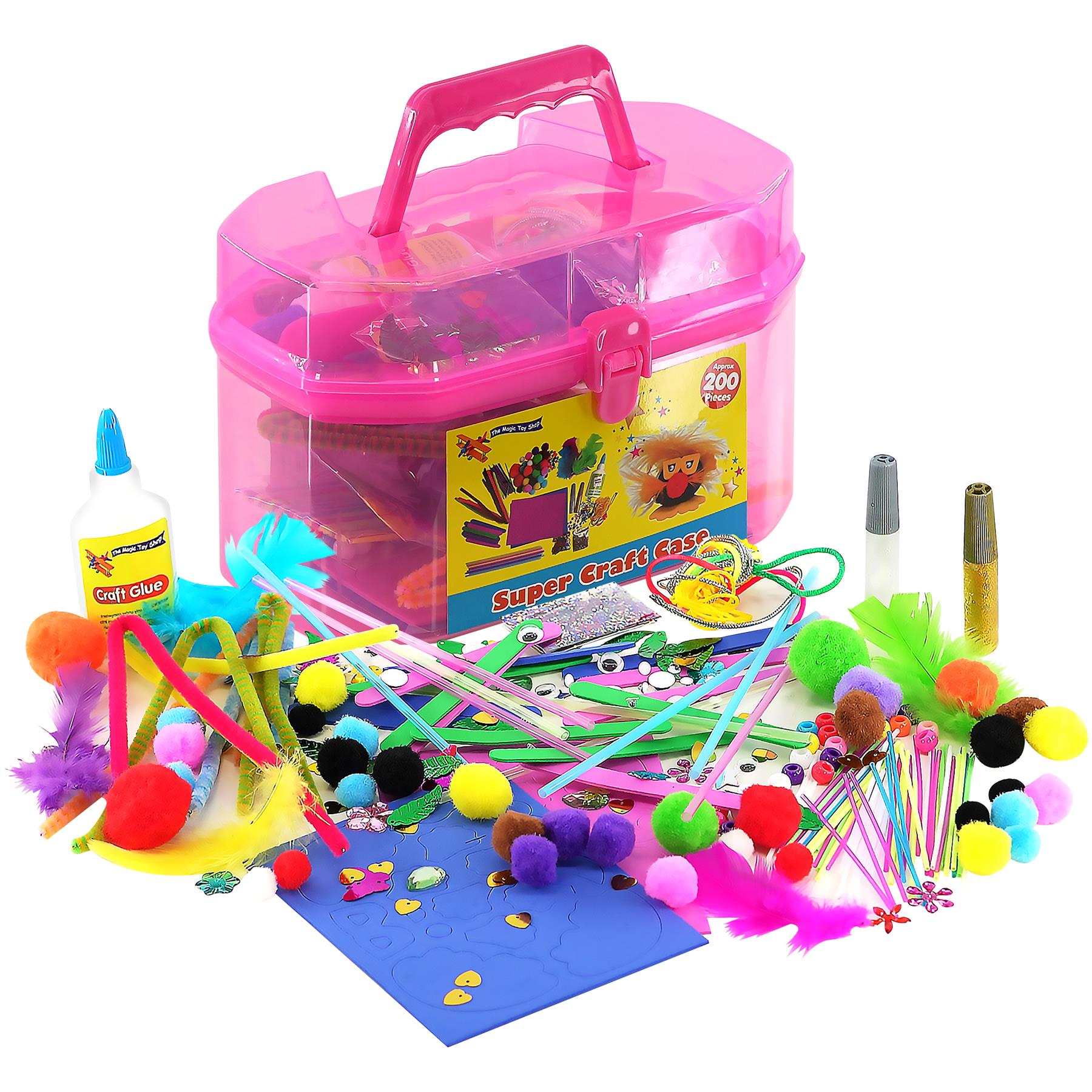 The Magic Toy Shop Pink Kids Super Craft Carry Case