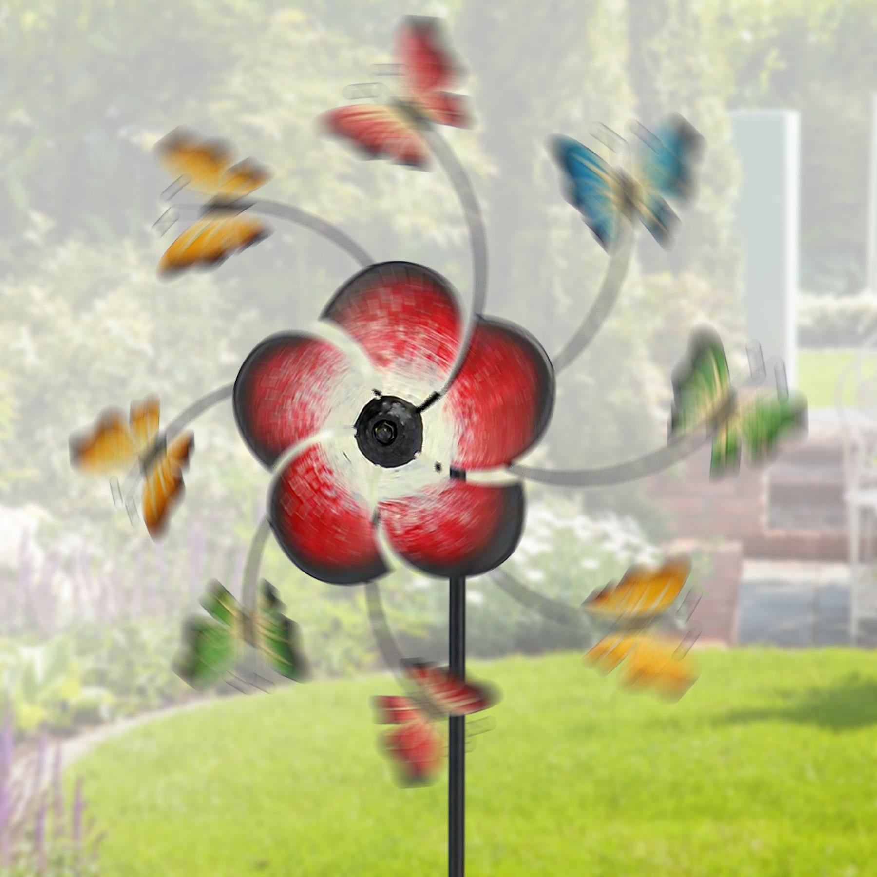 Large Freestanding Metal Garden Windmill - Butterflies Design by GEEZY - The Magic Toy Shop