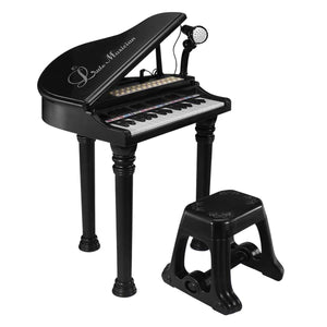Black Electronic Piano With Microphone and Stool - The Magic Toy Shop