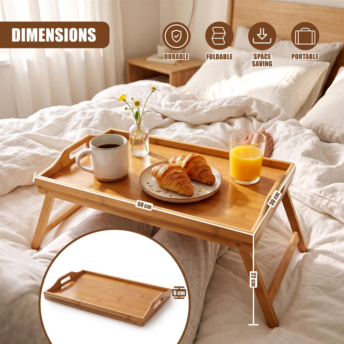 Wooden Bed Tray Table