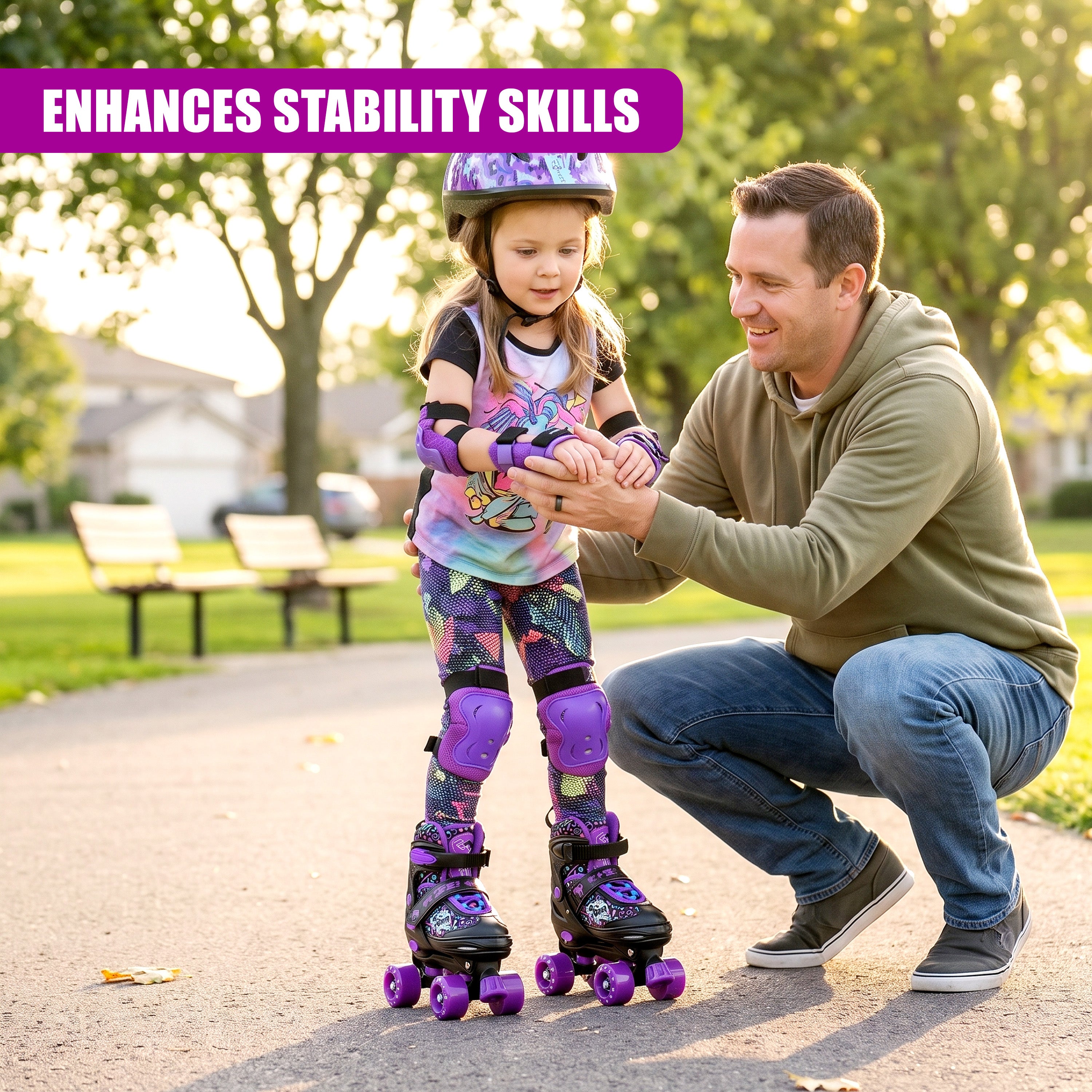 Black & Purple Kids Adjustable Roller Skates