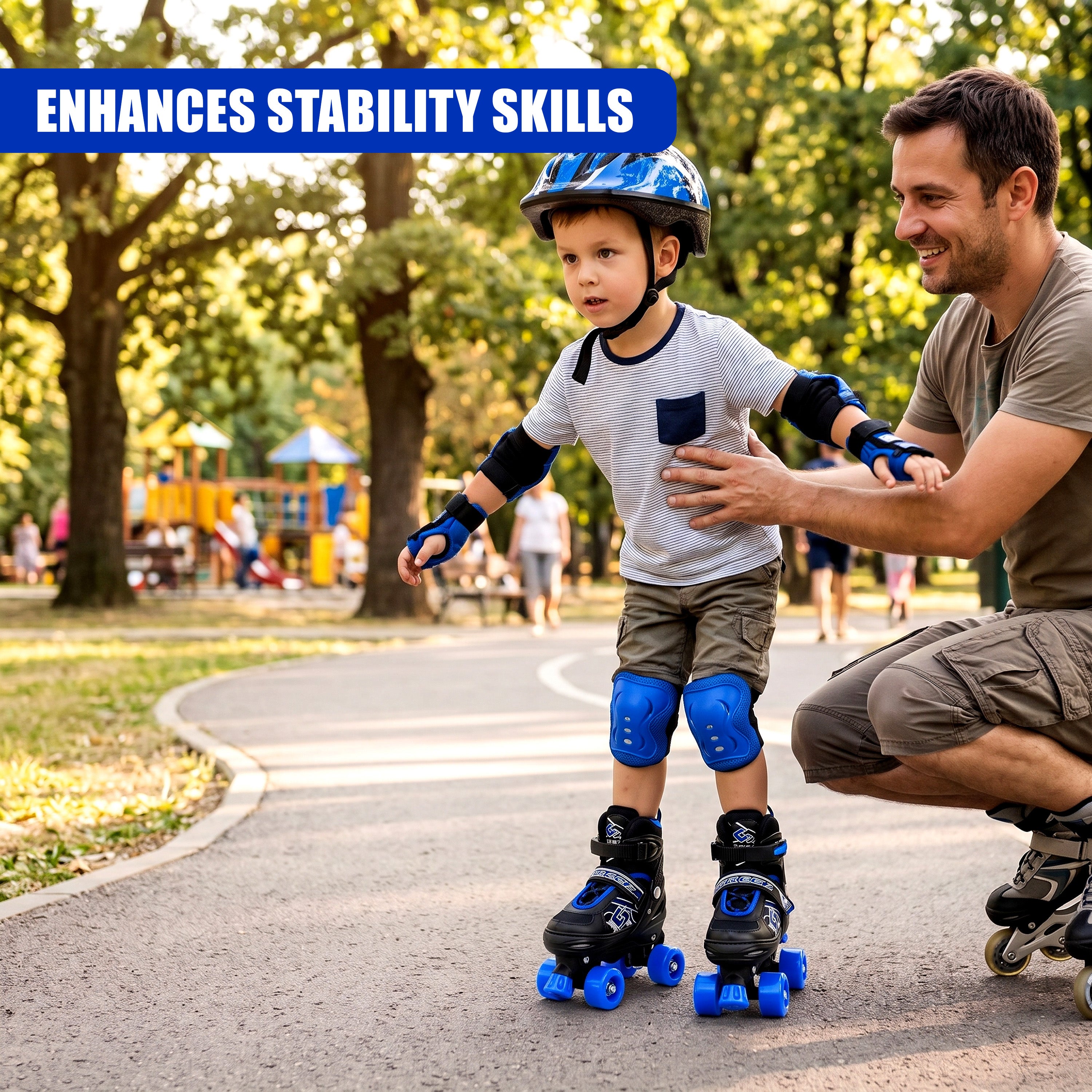 Blue & Black Kids Adjustable Roller Skates