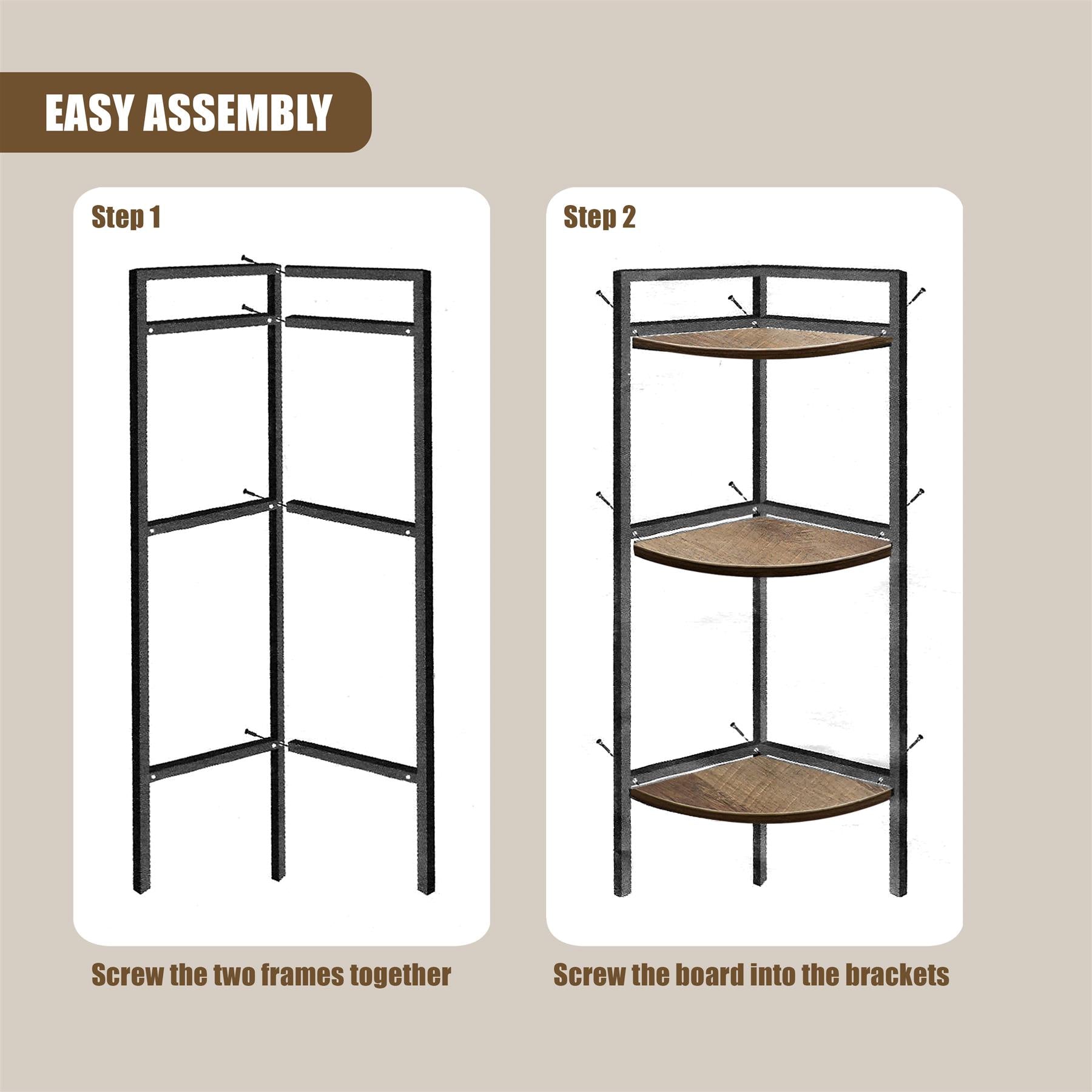 3 Tier Wooden Corner Shelf