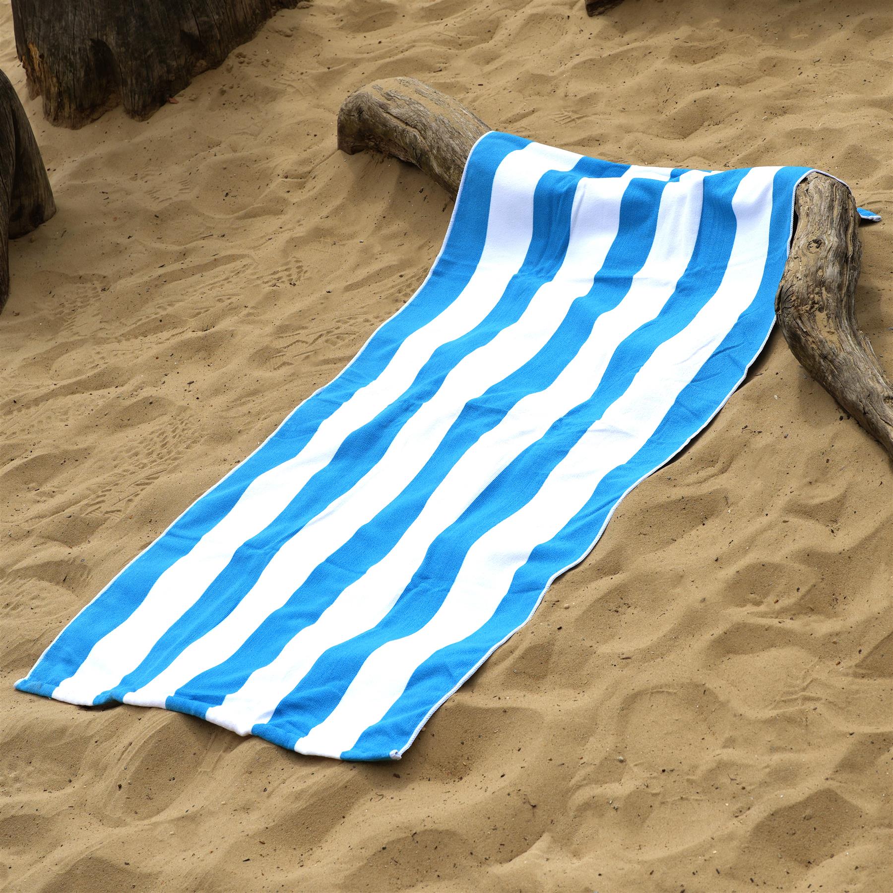 Beach Bath Towel Large Microfibre Blue Striped by GEEZY - The Magic Toy Shop