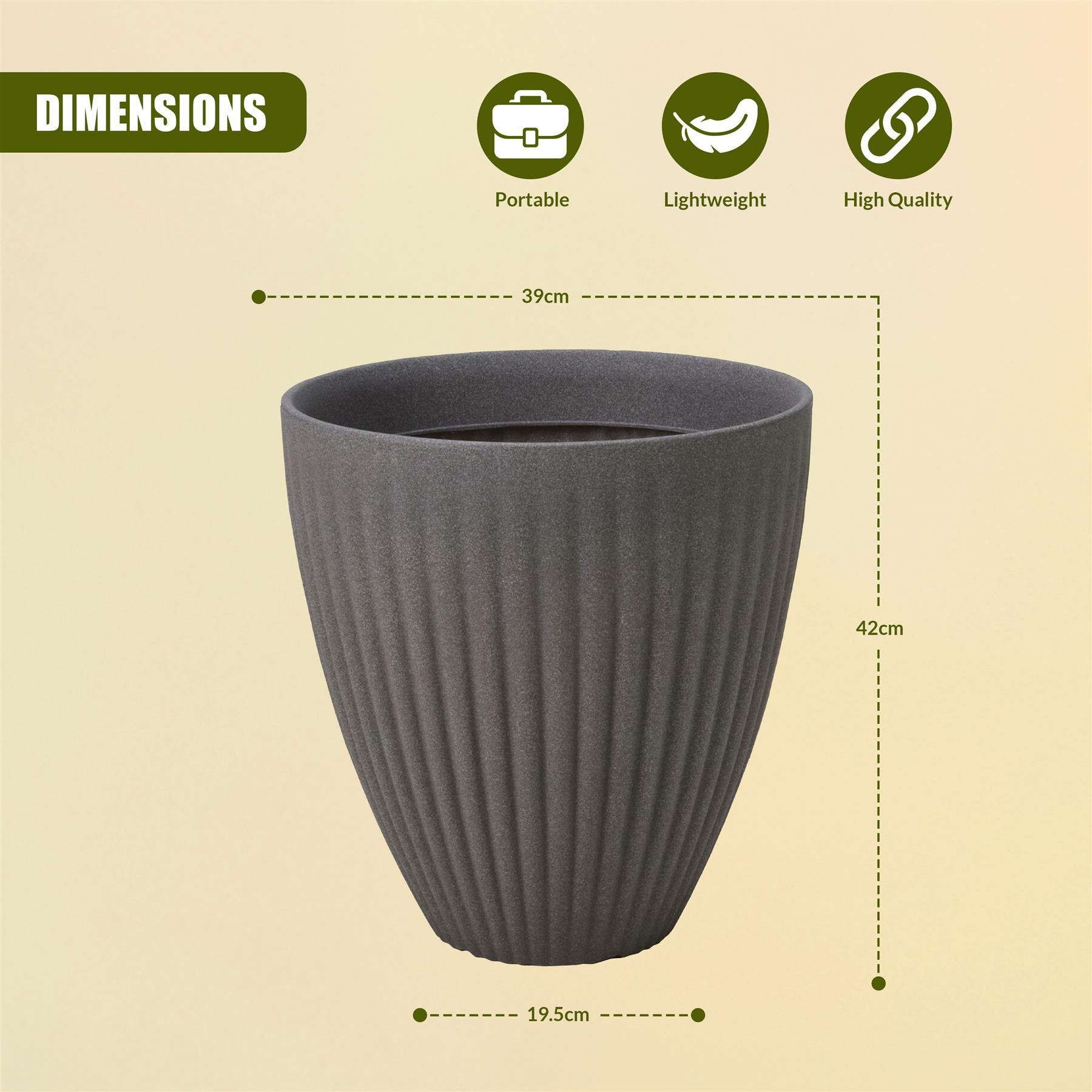 Large Grey Round Planter by GEEZY - The Magic Toy Shop