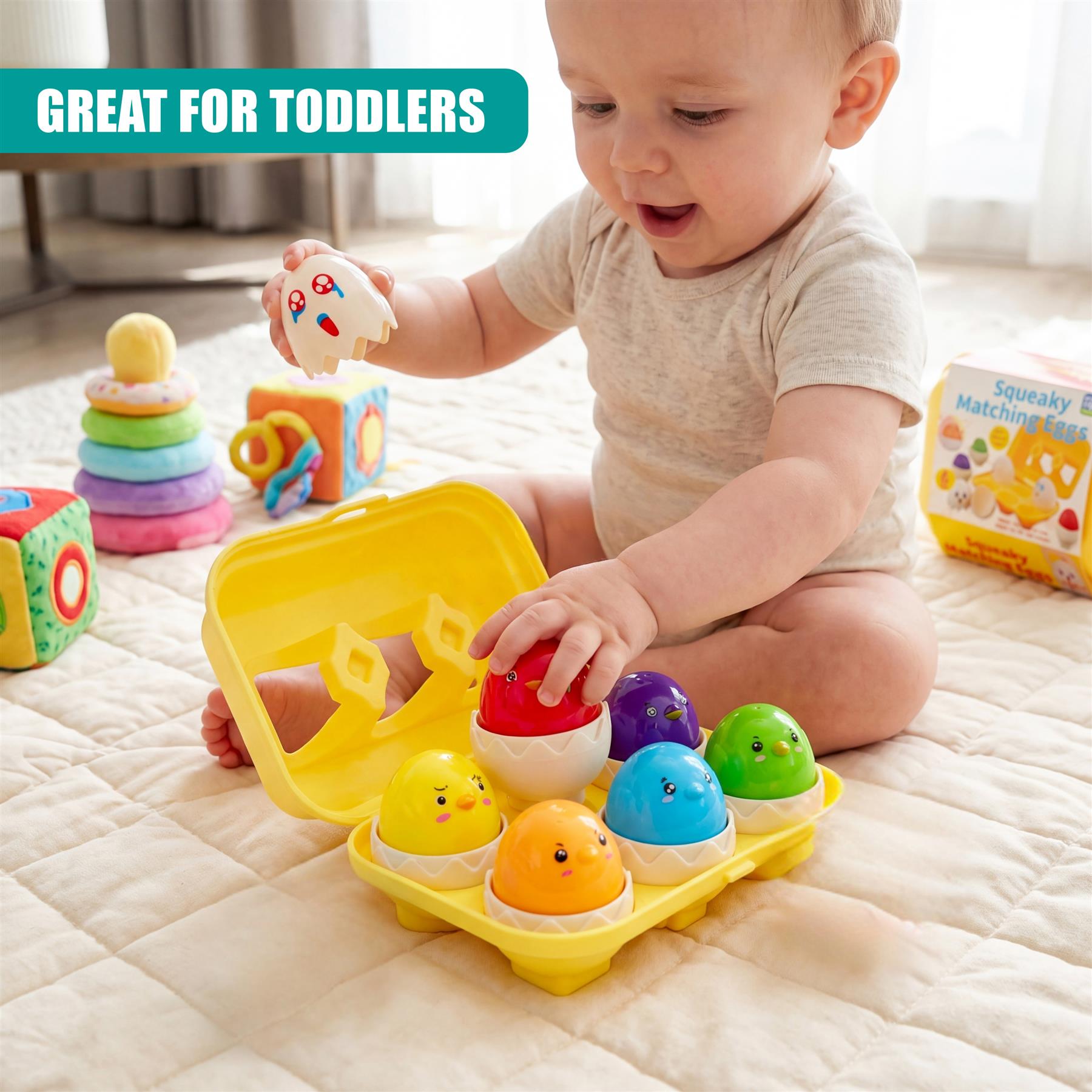 Hide n Squeak Matching Eggs Color & Shape Sorter - Multi Coloured