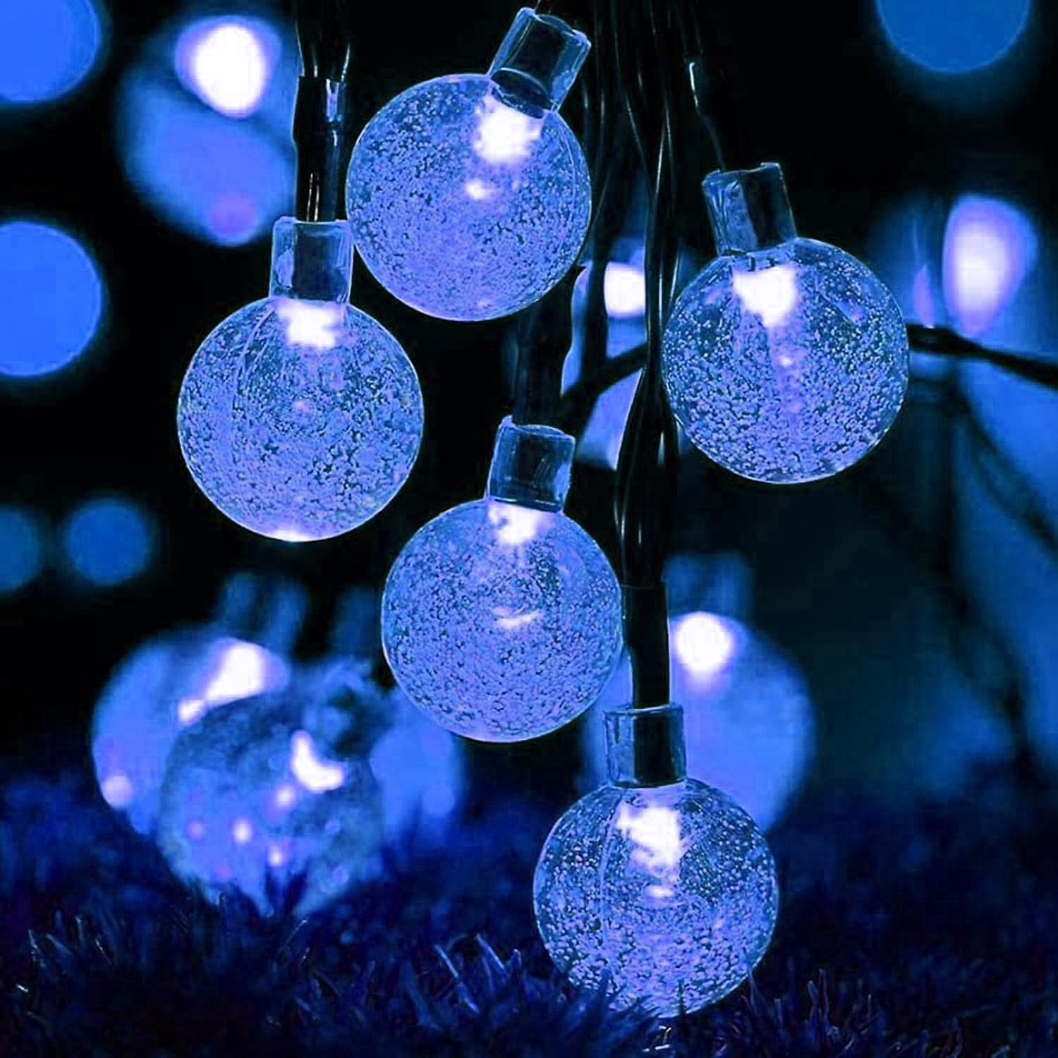 Blue and white led shop string lights