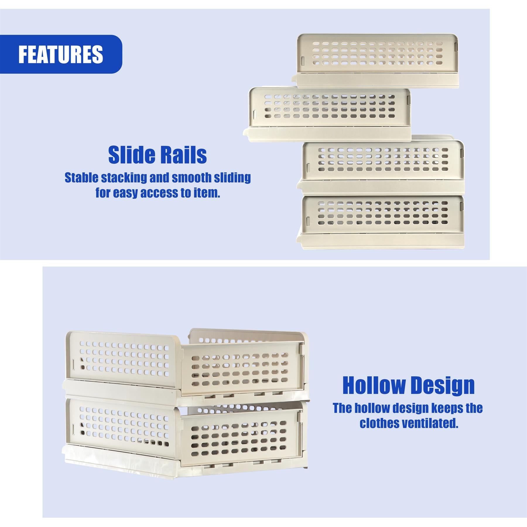 Foldable Shelf Drawers Set of 4