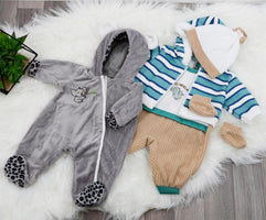18” Boy Doll Grey and Stripy Clothes Set by BiBi Doll - The Magic Toy Shop