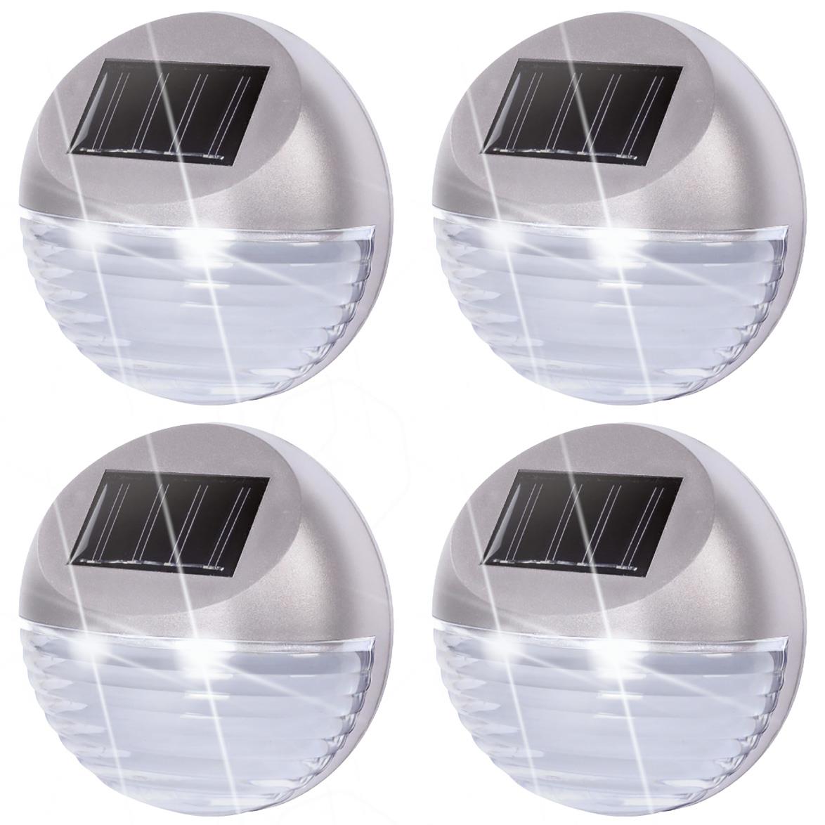 4x Solar LED Fence Lights Silver