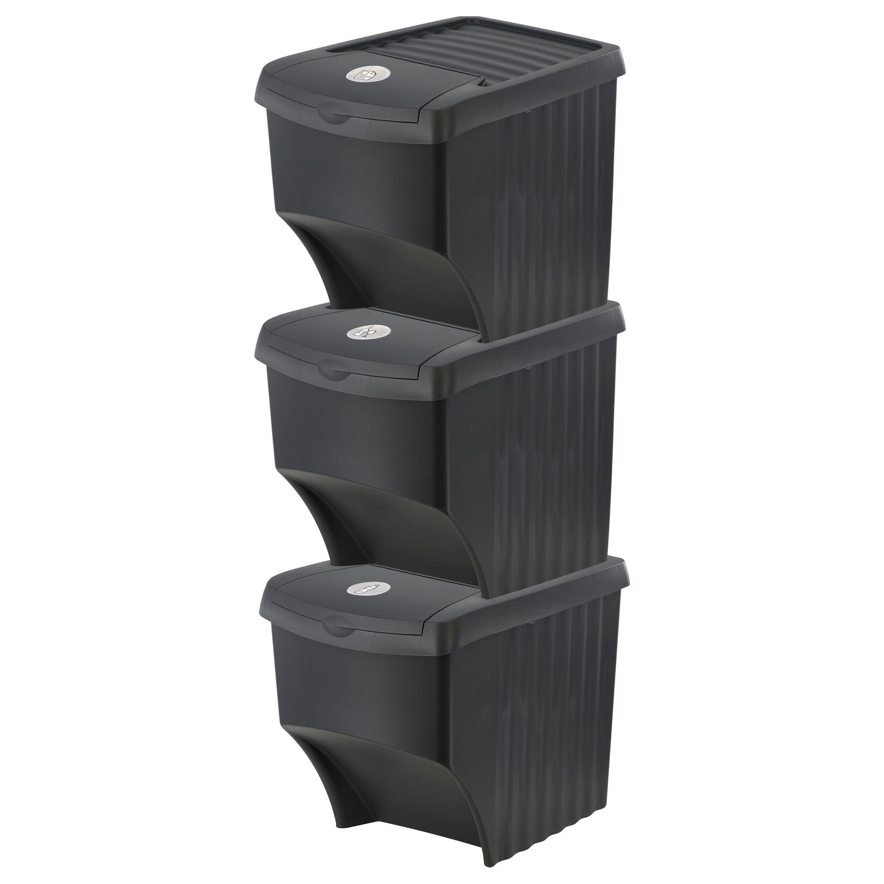 Geezy 25 L set of 3 Large Plastic Waste Recycling Bin With Lids