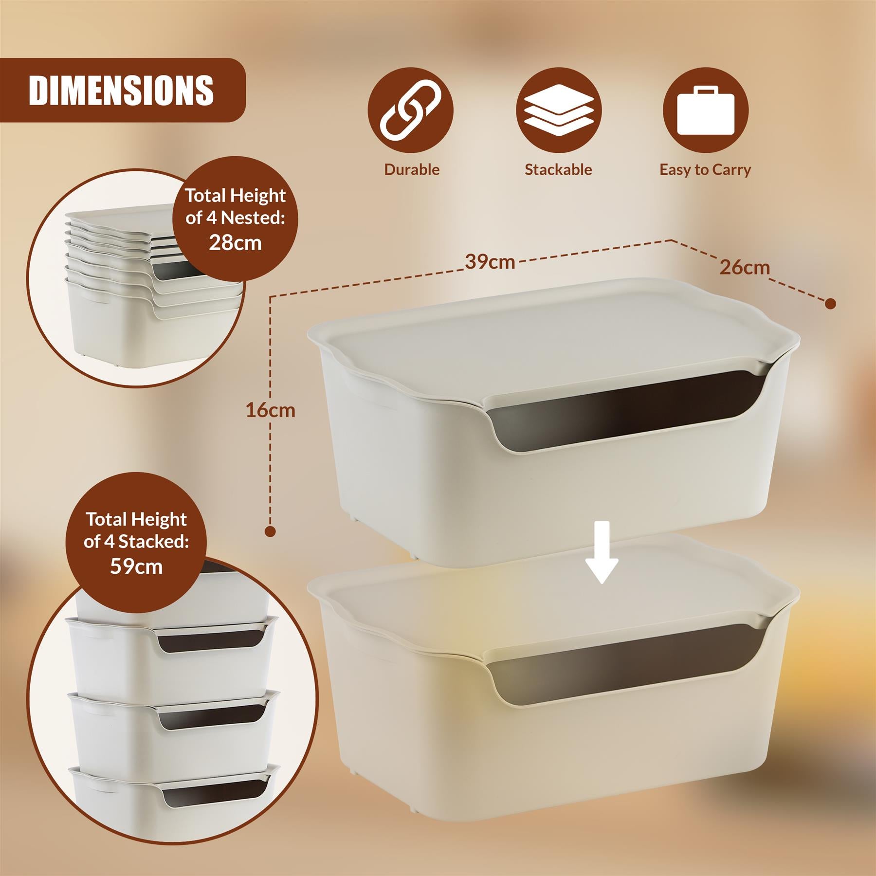 Storage Boxes with Lids Set of 4