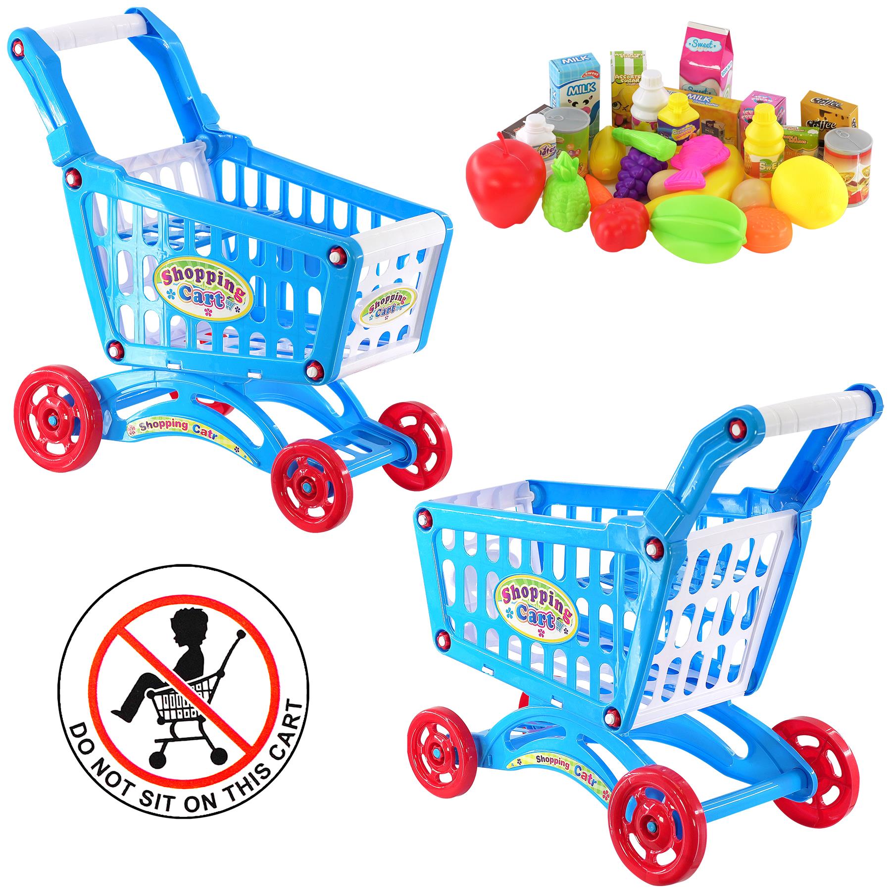 Blue Shopping Trolley Cart Play Food Set