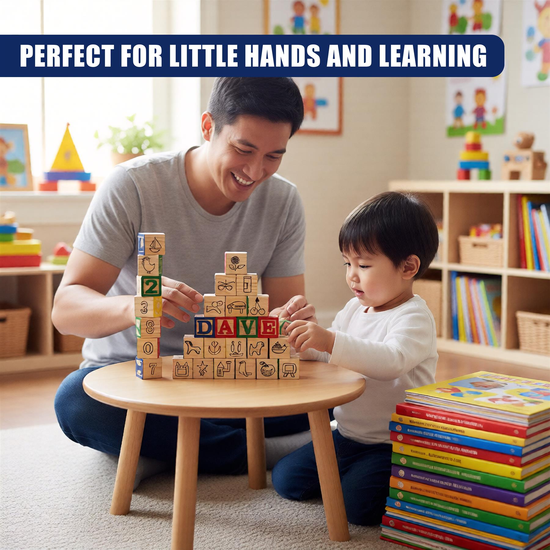 Wooden Block Set ABC 123 Number Block Set