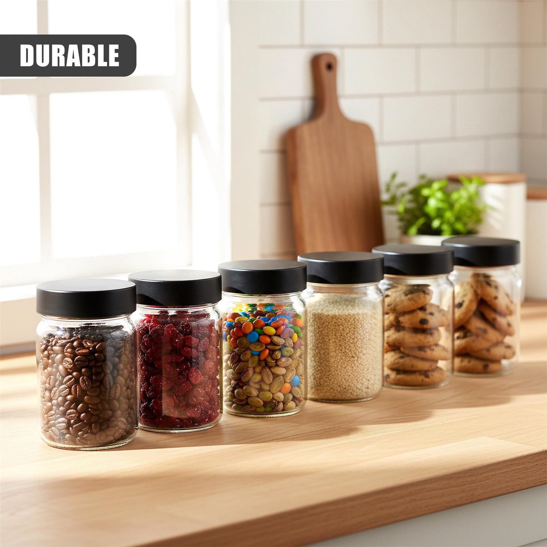 Set of 6 Glass Spice Jars with Screw Lids