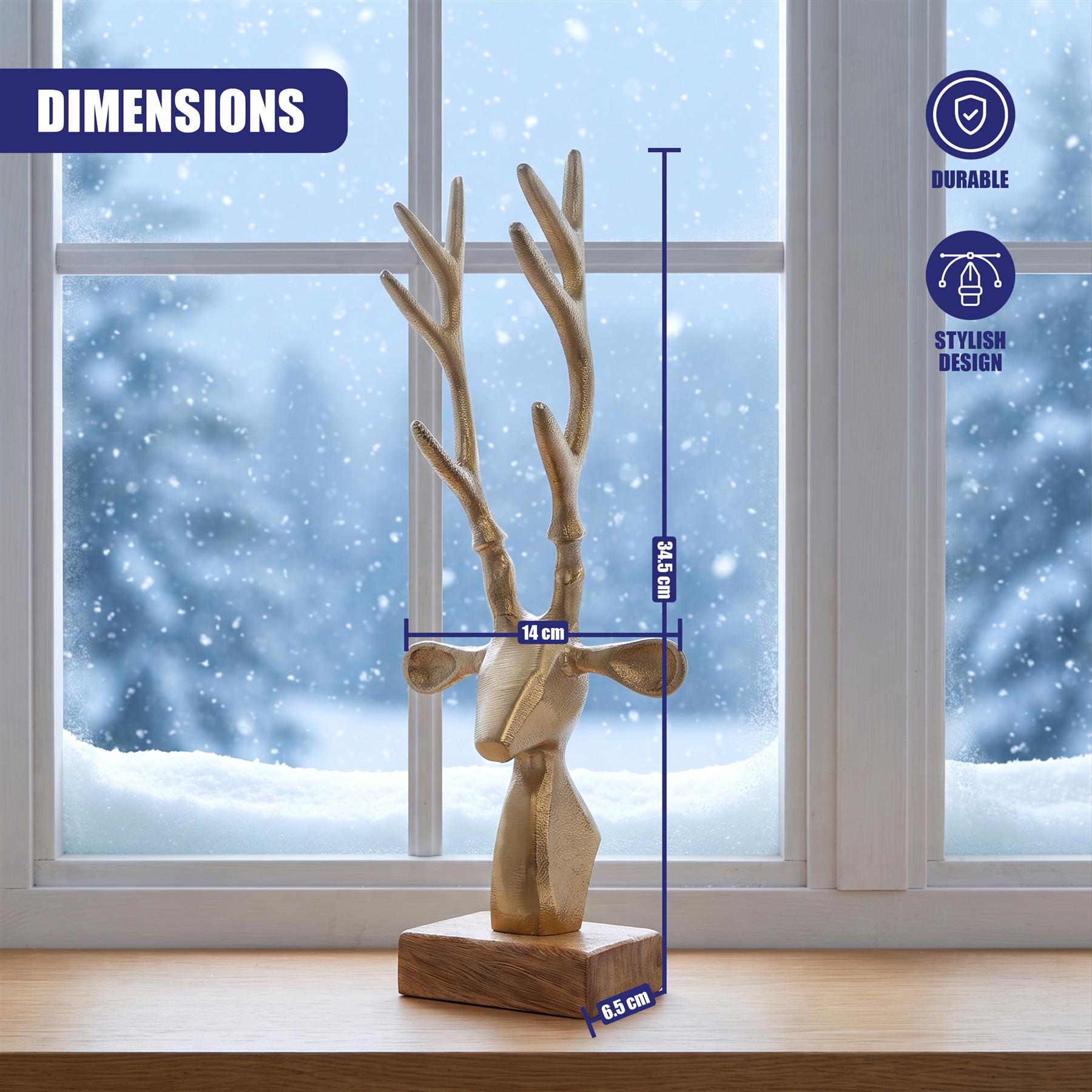 Golden Deer Head Ornament
