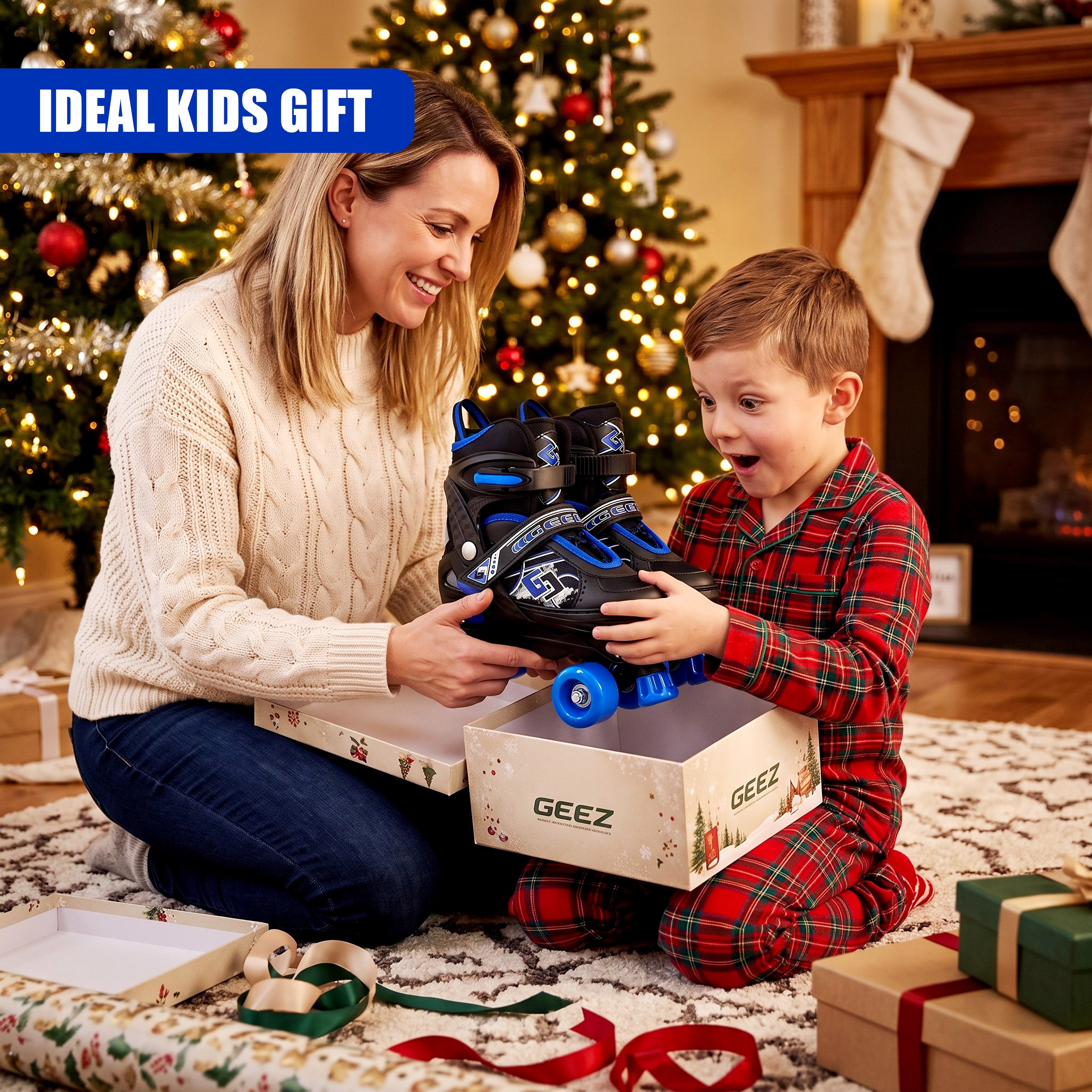 Blue & Black Kids Adjustable Roller Skates