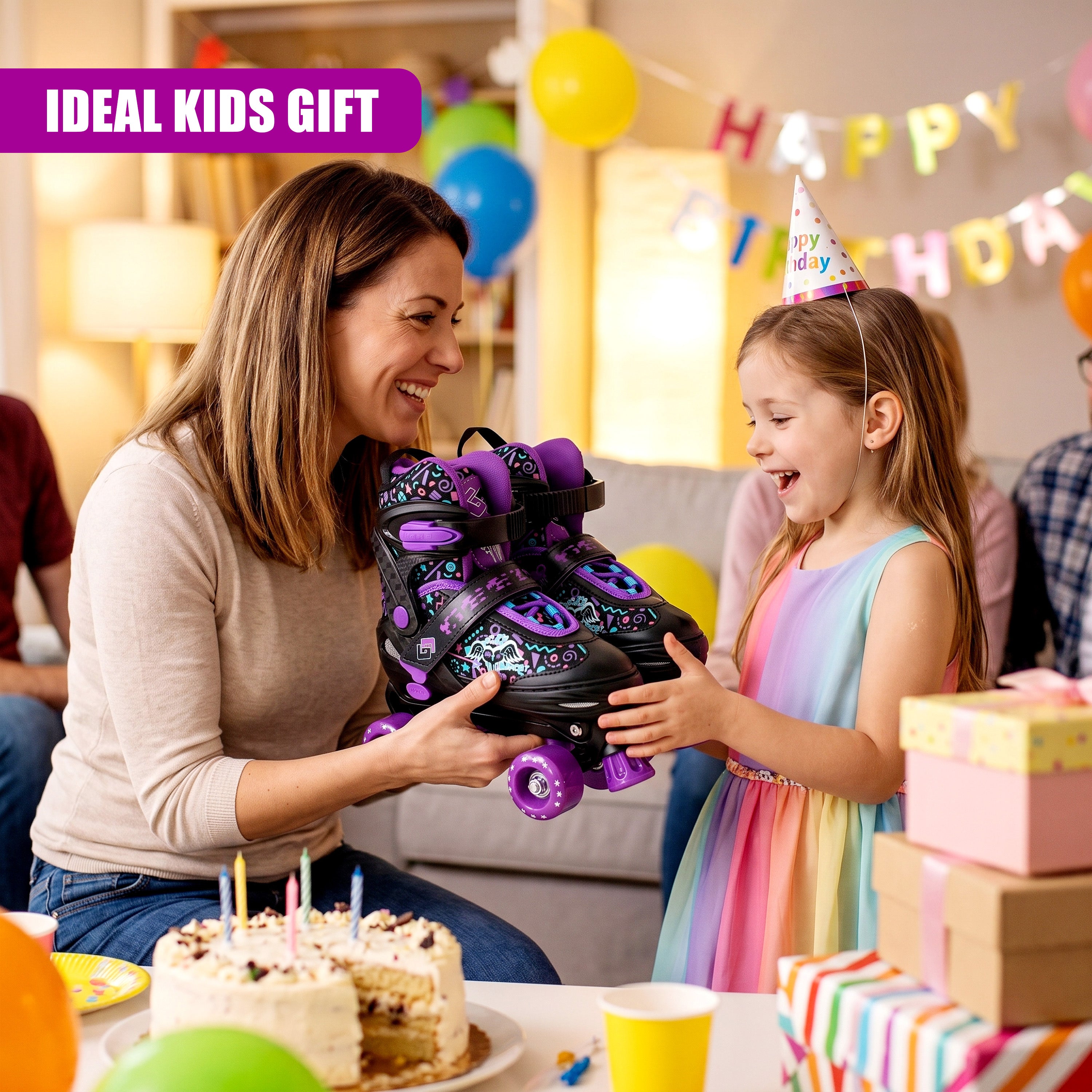 Black & Purple Kids Adjustable Roller Skates