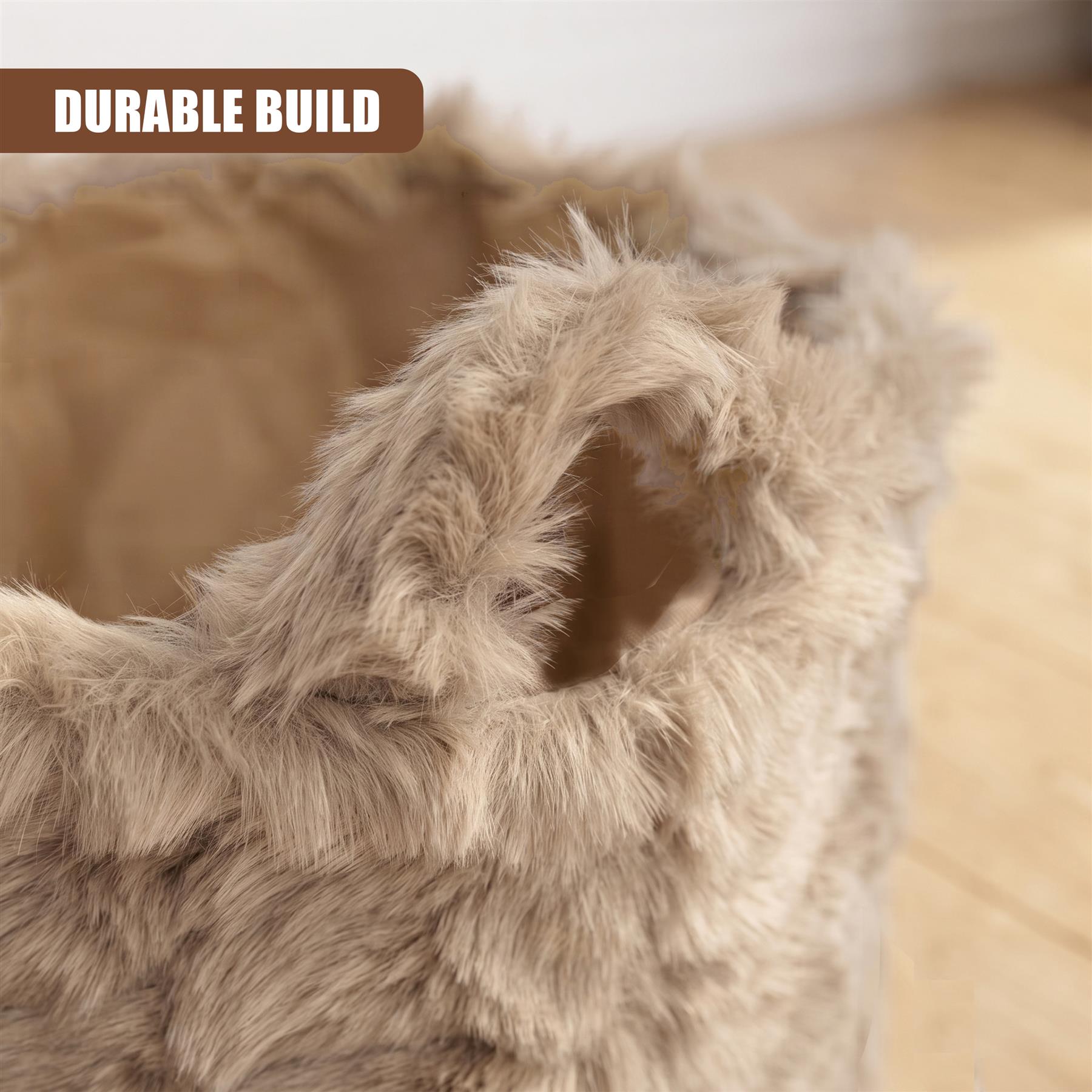 Faux Fur Round Storage Basket